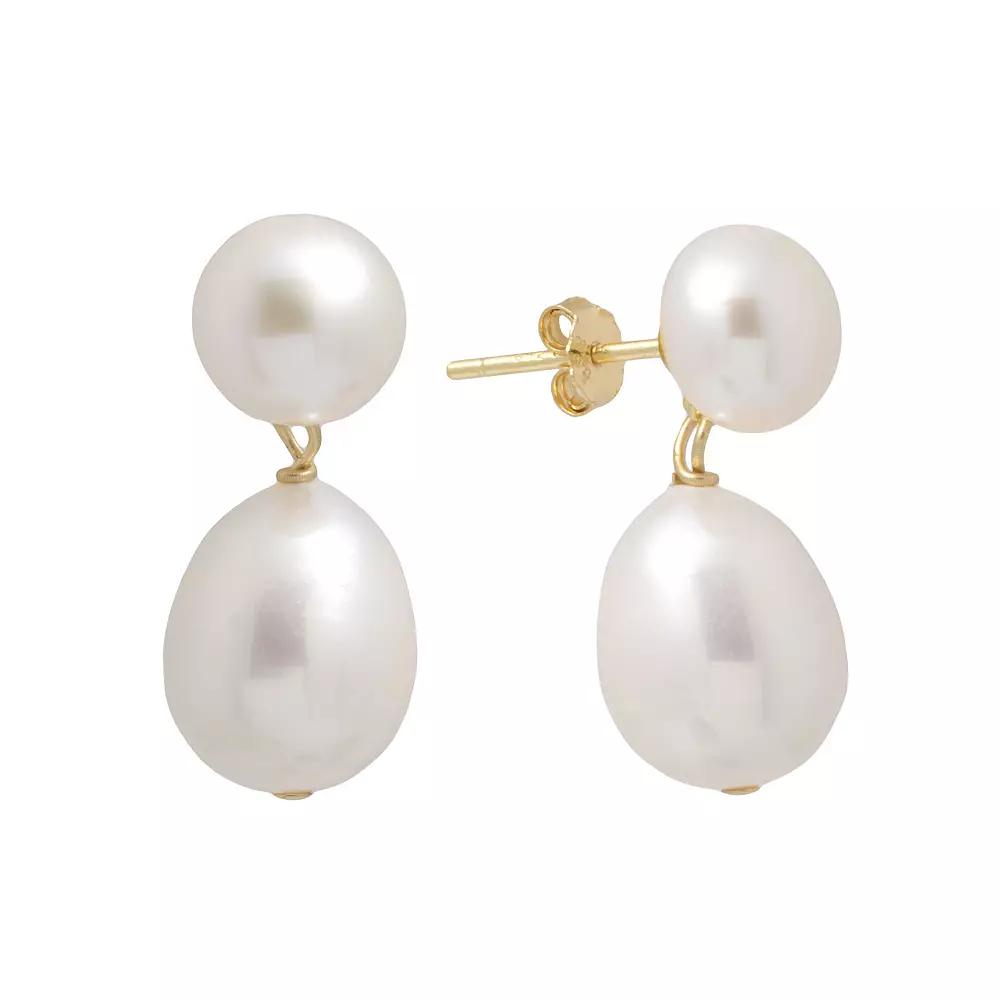 Main and Sterling 18k Gold Over Silver Cultured Freshwater Pearl Drop Earrings, Women's, Gold Tone Product Image