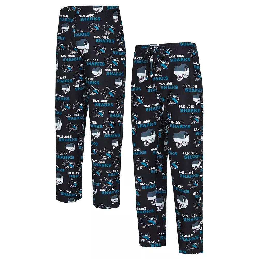 Men's Concepts Sport  Black San Jose Sharks All Over Print Knit Pants, Size: XL, Sks Black Product Image