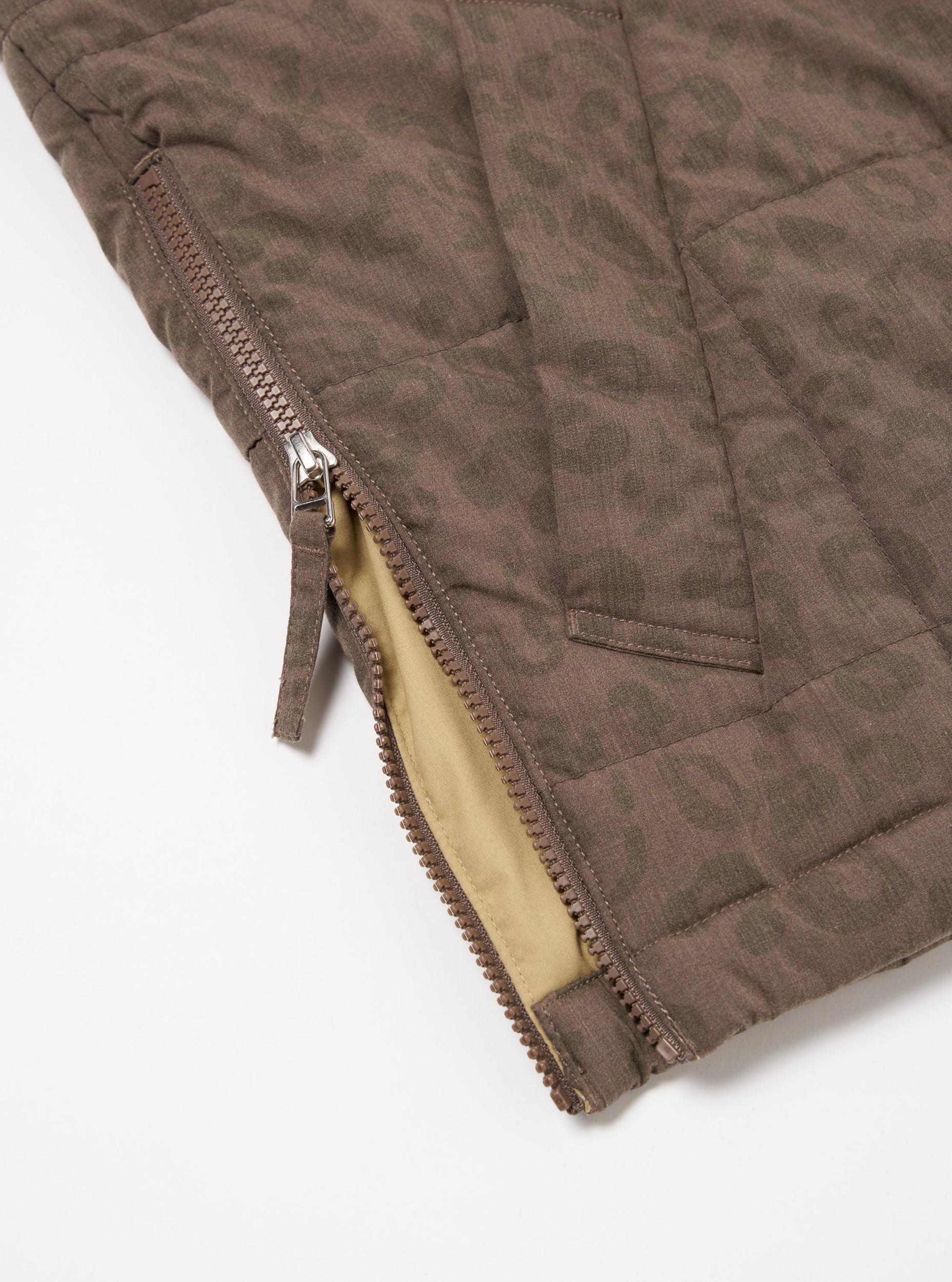 Universal Works Carlton Gilet in Sand Leopard Recycled Polytech Product Image