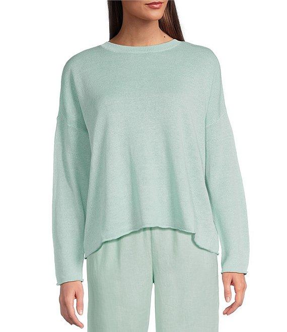 Eileen Fisher Organic Linen Cotton Cord Crew Neck Long Sleeve Top Product Image