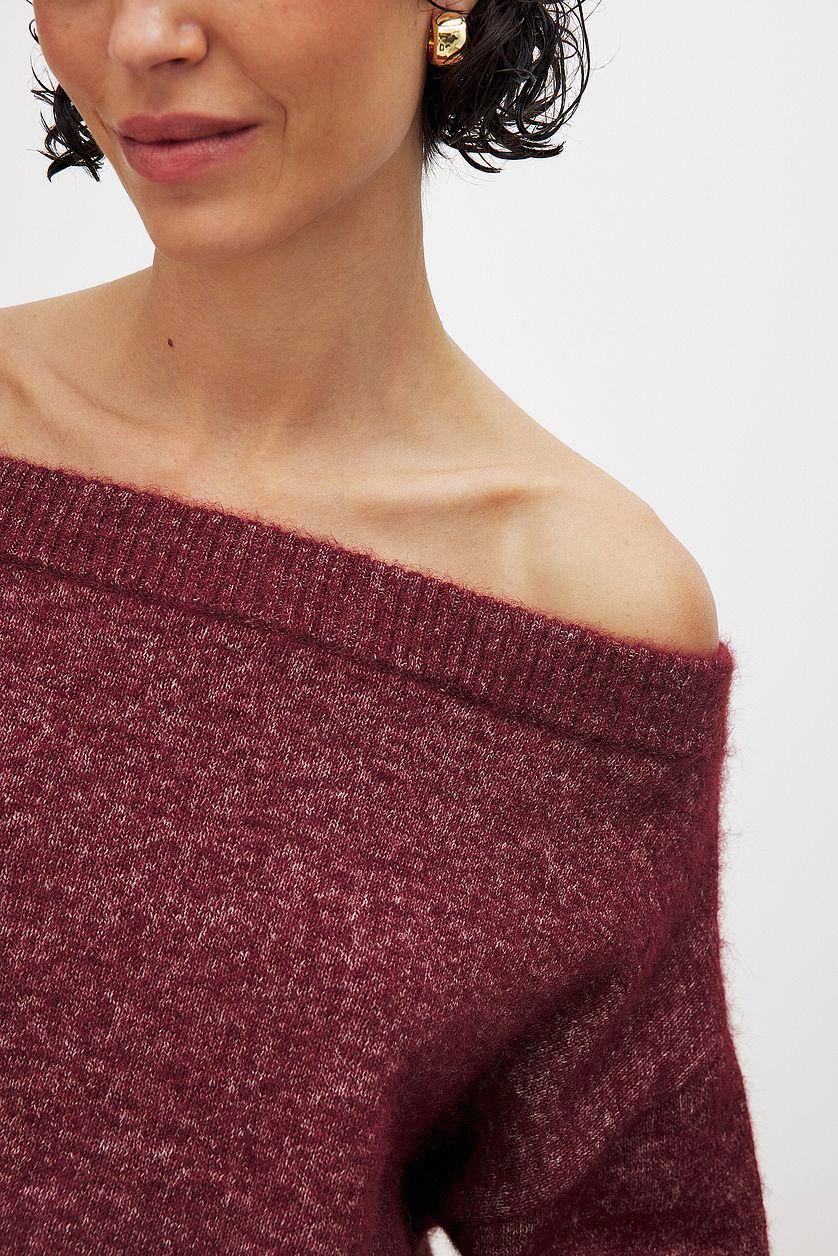 Knitted Off Shoulder Sweater Product Image