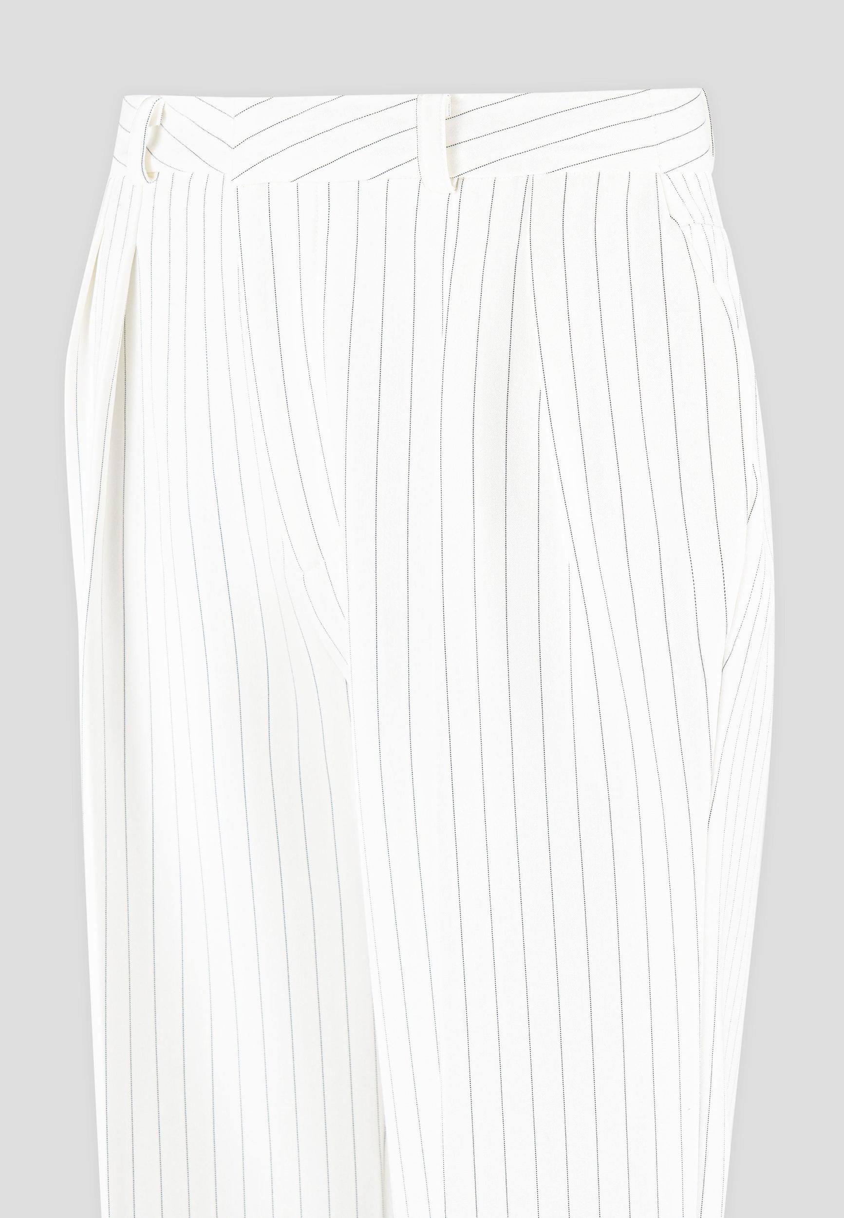 Julie - Pinstripe Twin Pleat Tailored Trousers - White Female Product Image