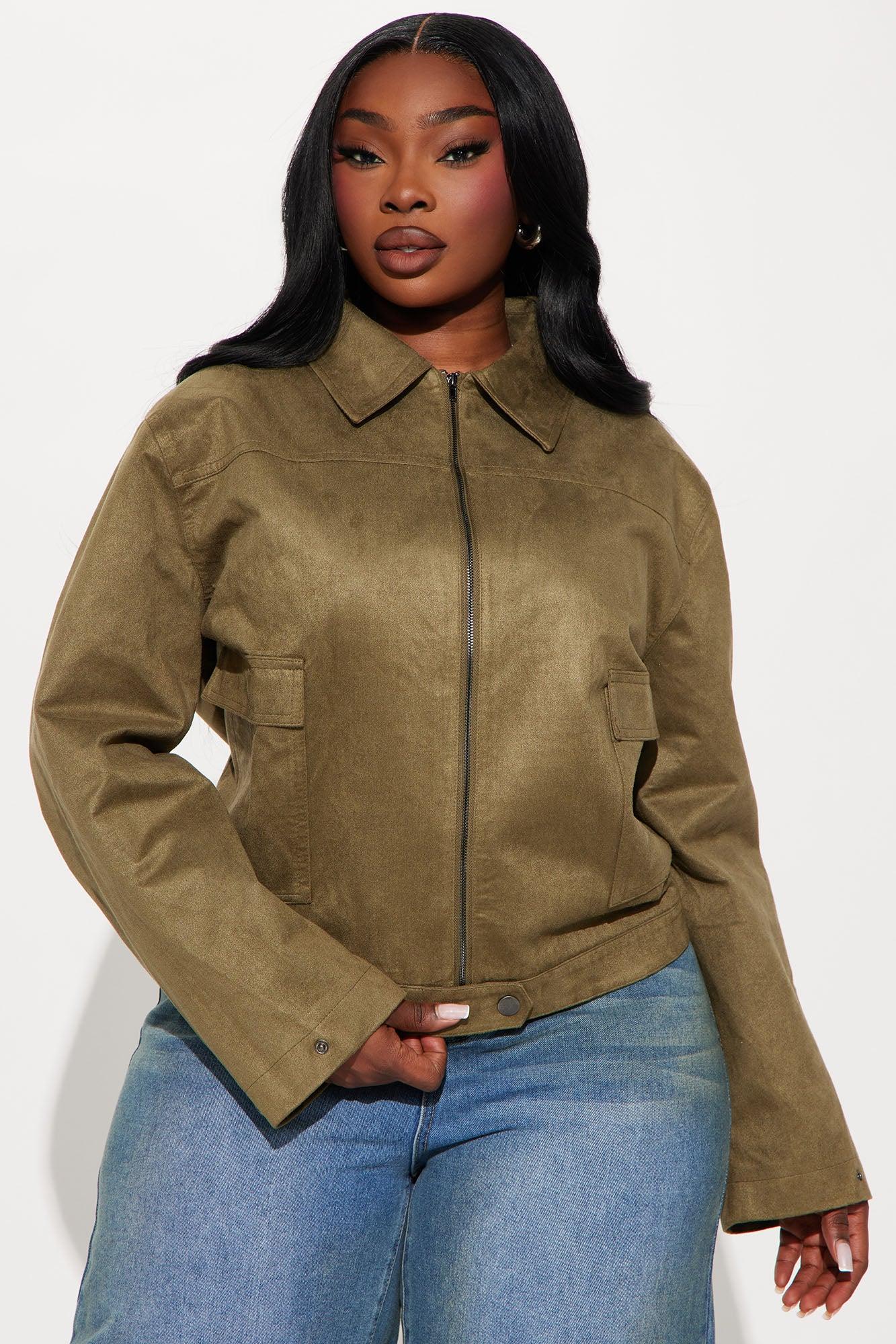 How It IS Faux Suede Jacket - Olive Female Product Image