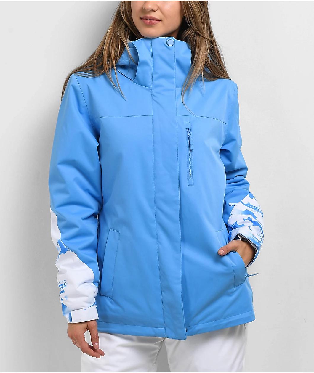 Roxy Jetty Block Azure Blue Clouds 10K Snowboard Jacket Product Image