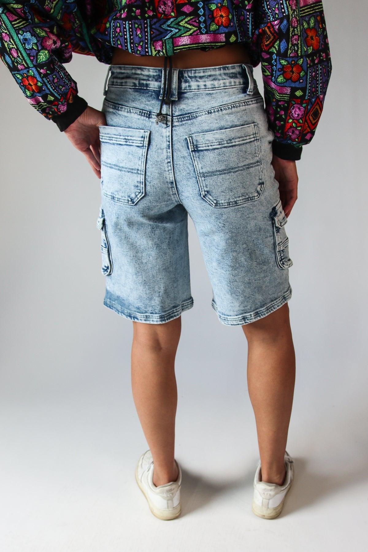 Acid Wash Cargo Jorts Product Image