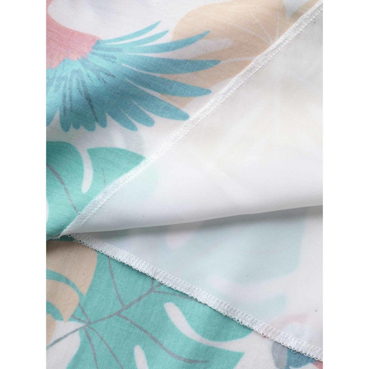 Plus Size Rayon Groovy Tropical Print Midi Dress Multicolor Women Square Neck Short sleeve Curvy BloomChic 28/5X Product Image