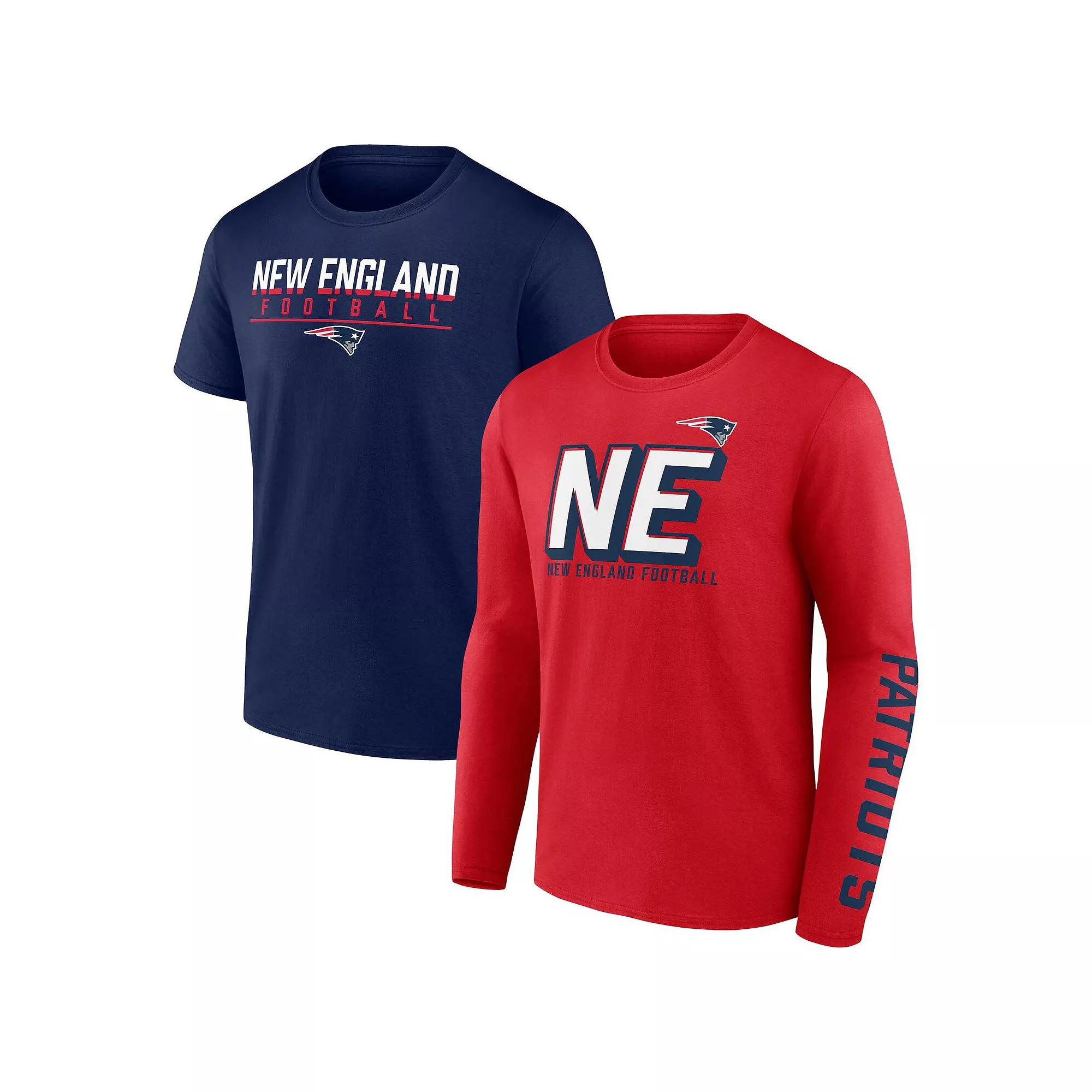 Men's Fanatics Branded Red/Navy New England Patriots Two-Pack T-Shirt Combo Set, Size: 3XL Product Image