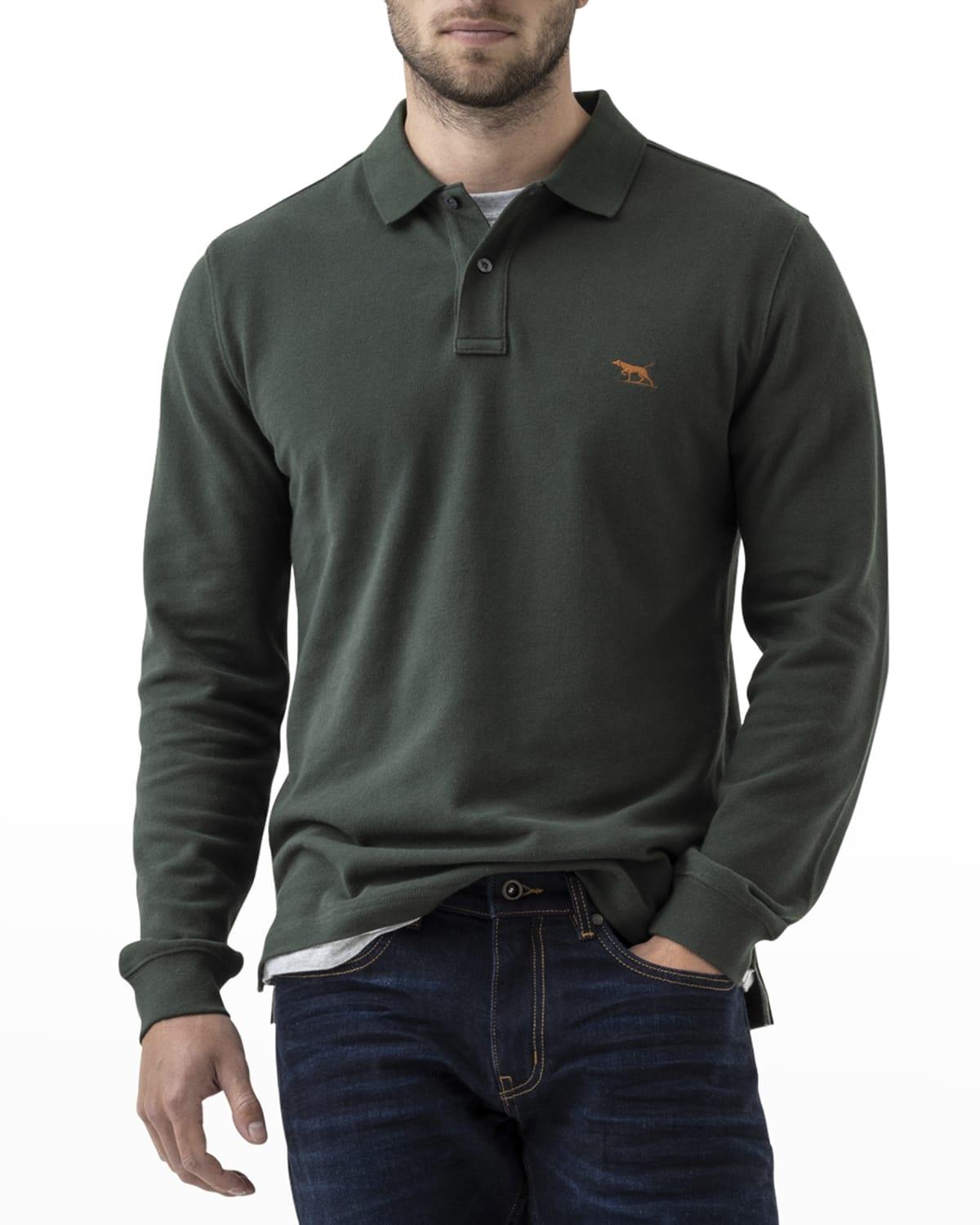 Mens Long-Sleeve Pique Polo Shirt Product Image