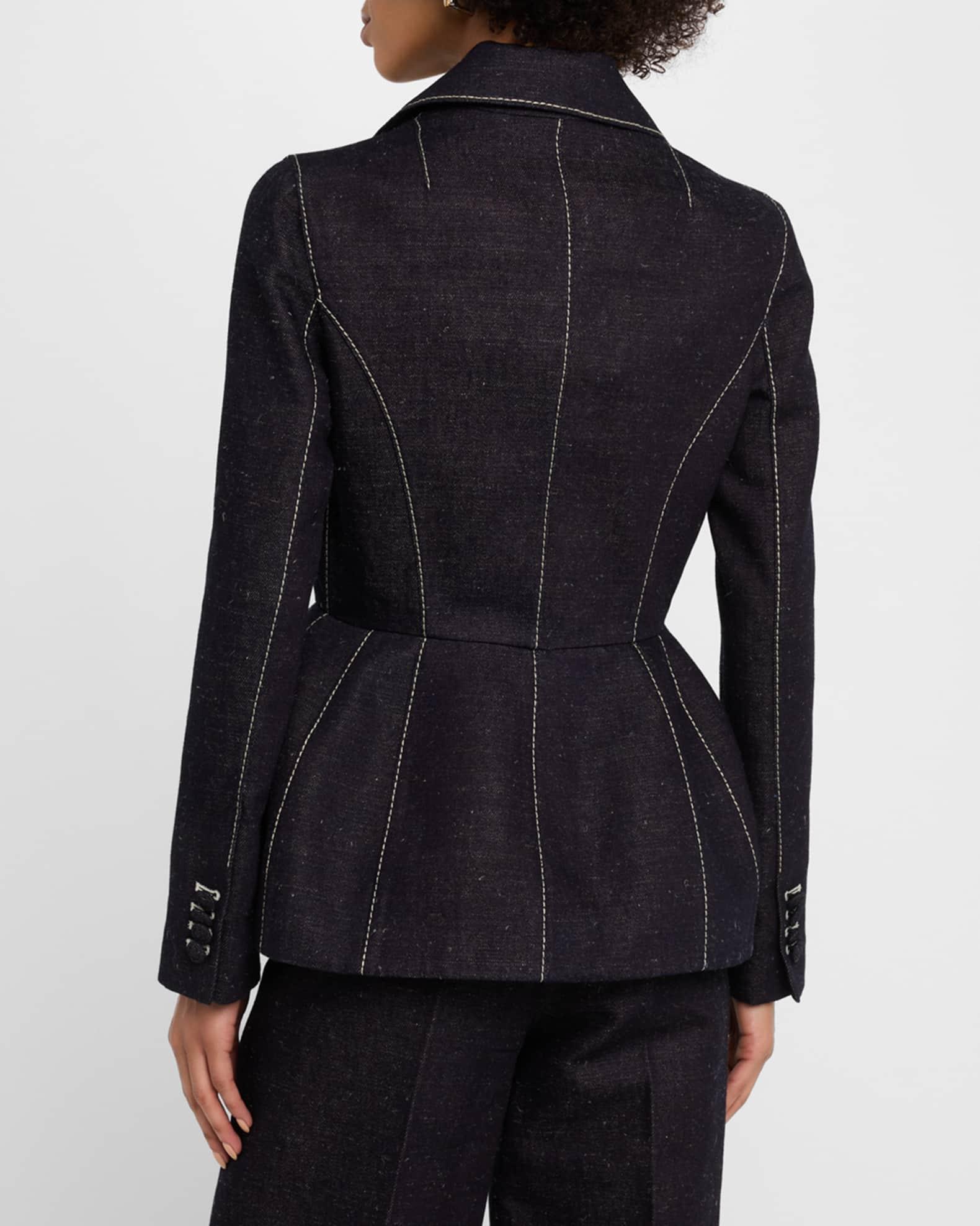 Double-Breasted Denim Peplum Jacket Product Image