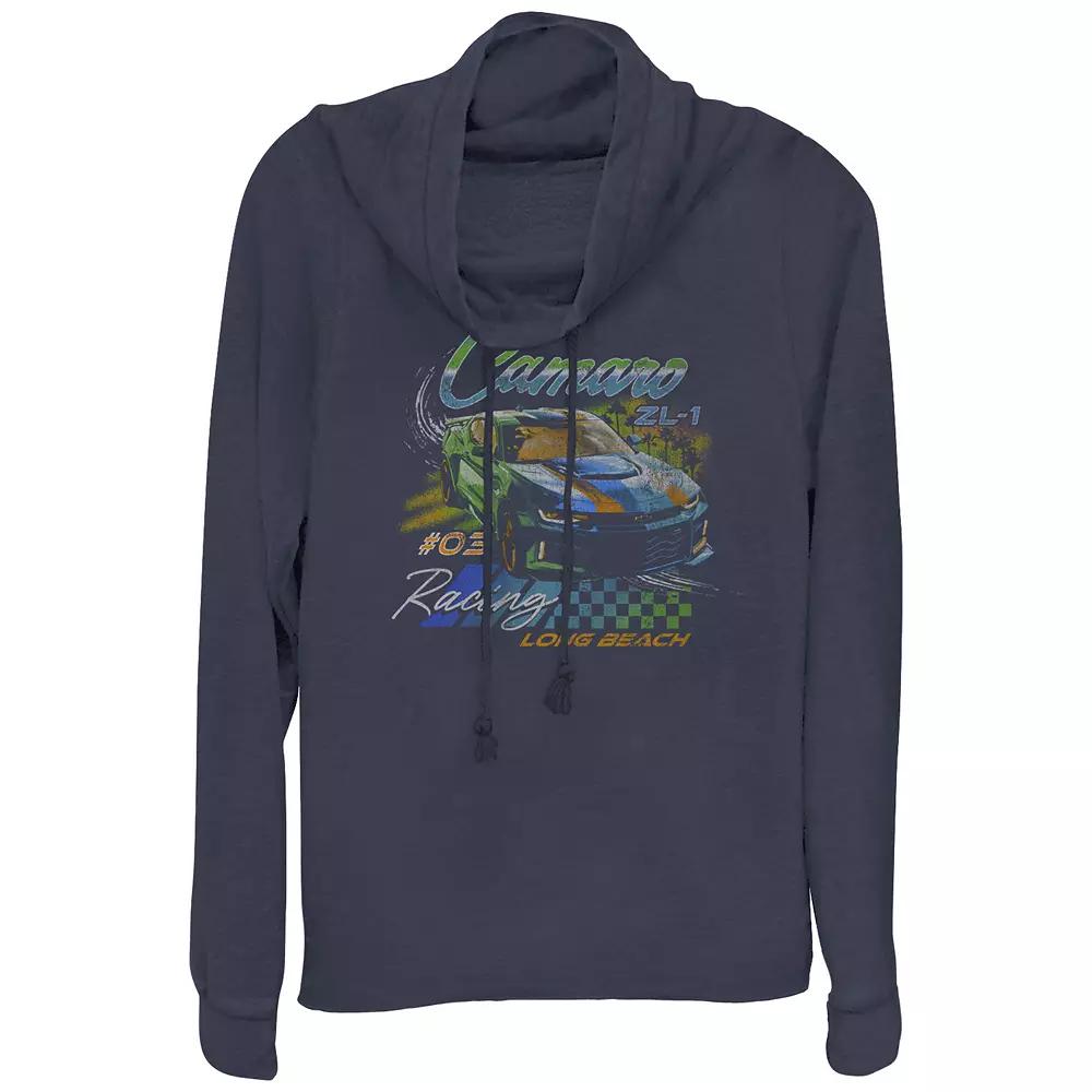 Juniors' Chevrolet Camaro ZL-1 Cowlneck Graphic Lightweight Long Sleeve, Girl's, Size: Medium, Blue Product Image