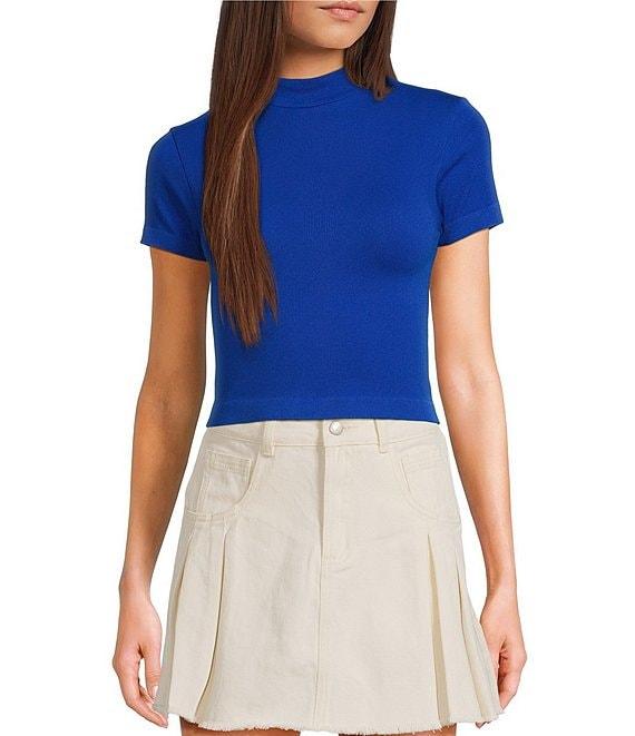 C&V Chelsea & Violet Mock Neck Seamless Knit Crop Top Product Image