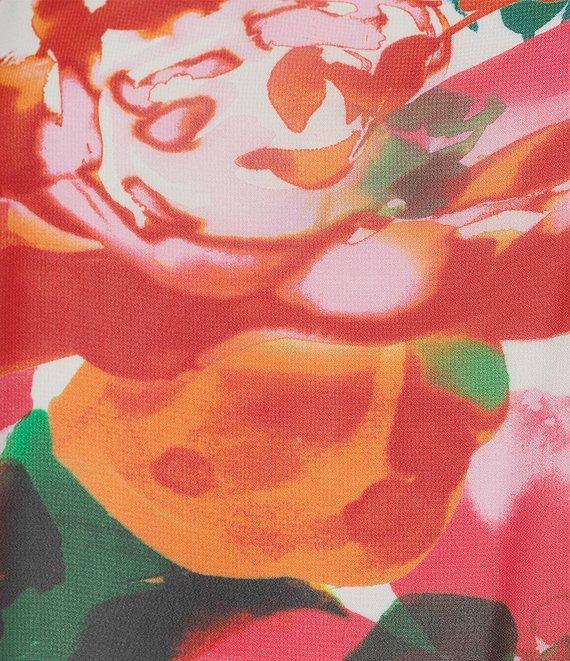 Slim Factor by Investments Multi Fragrant Floral Print Boat Neck 3/4 Sleeve Lined Tunic Product Image