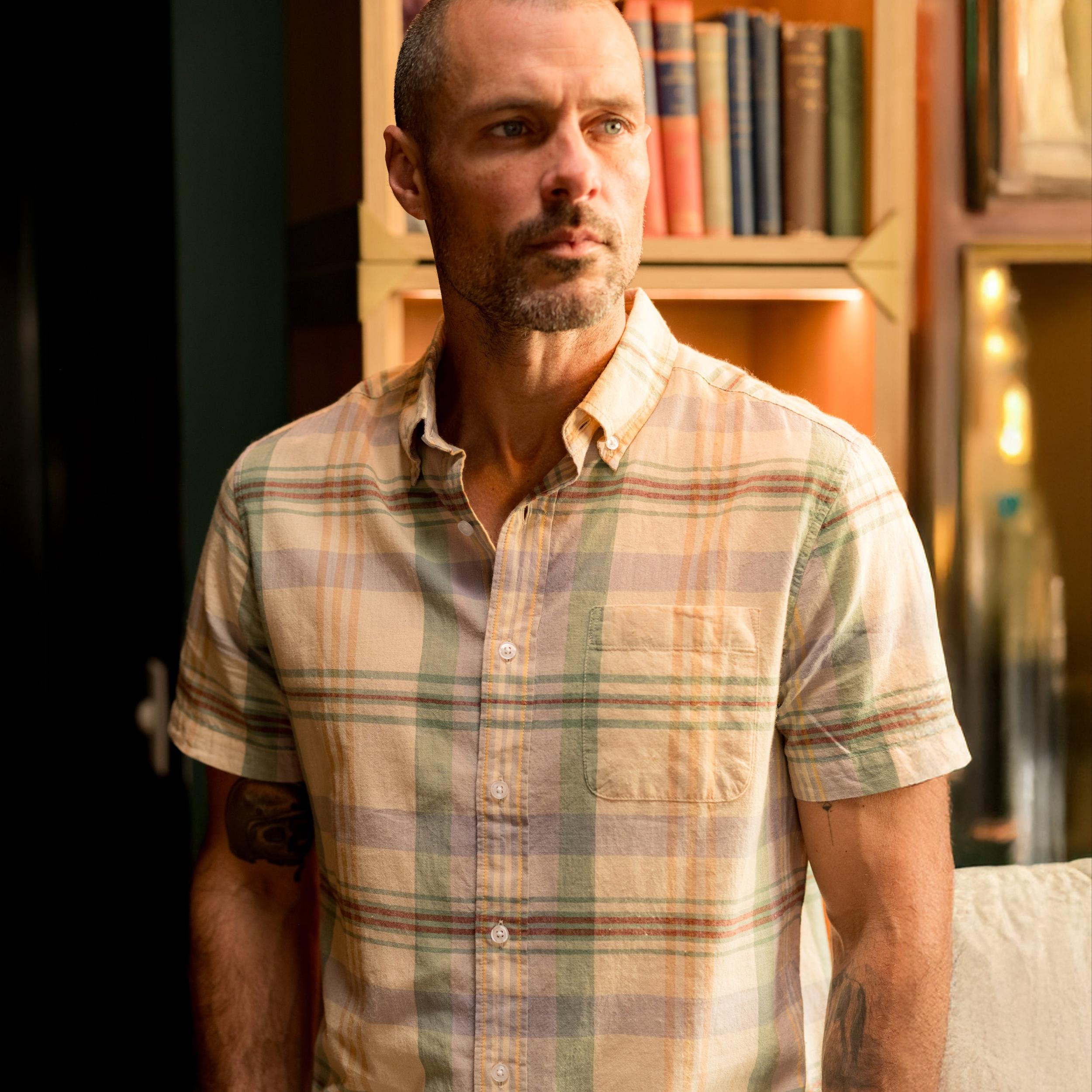 Classic Madras Plaid Short Sleeve Shirt - Lt Blue Cream Plaid Product Image