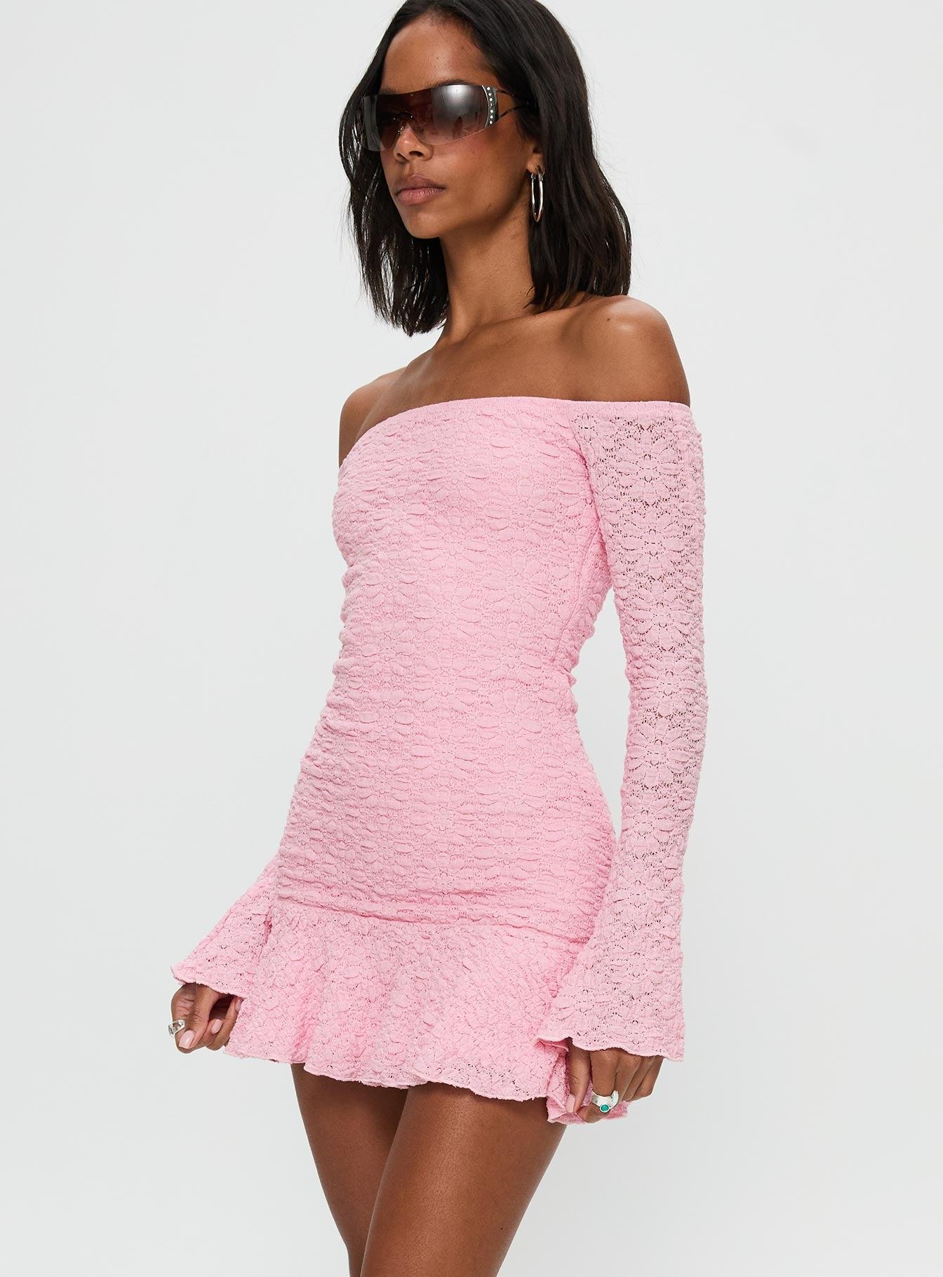 Vancesca Long Sleeve Mini Dress Pink Product Image
