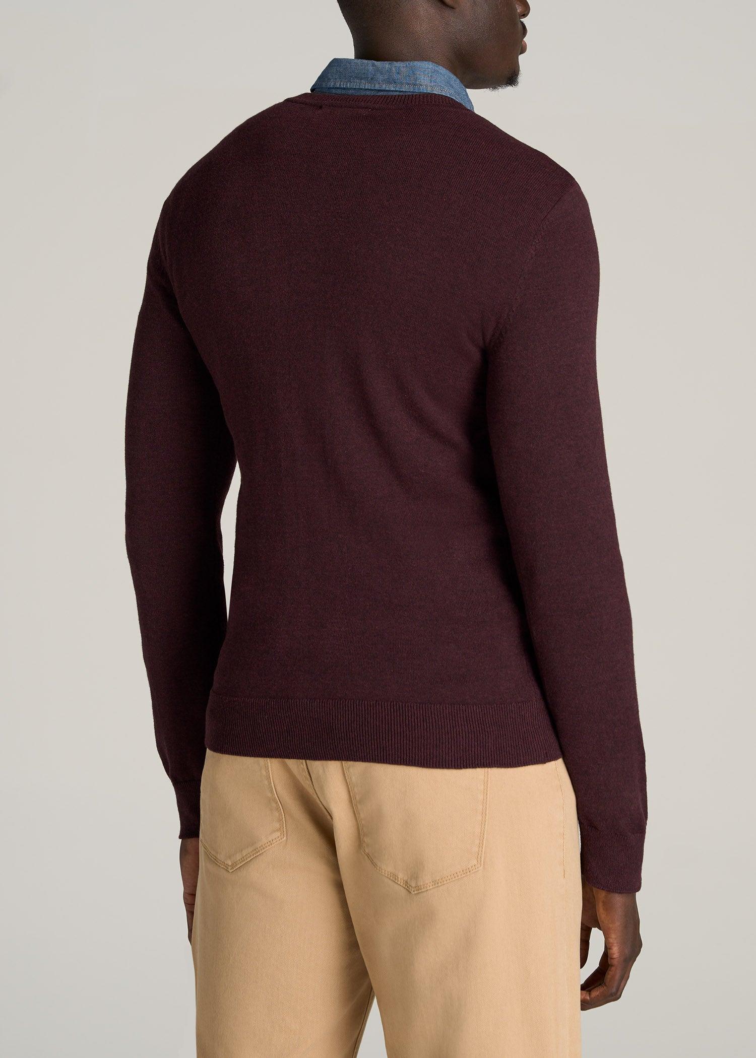 Everyday V-Neck Sweater for Tall Men in Burgundy Mix Male Product Image