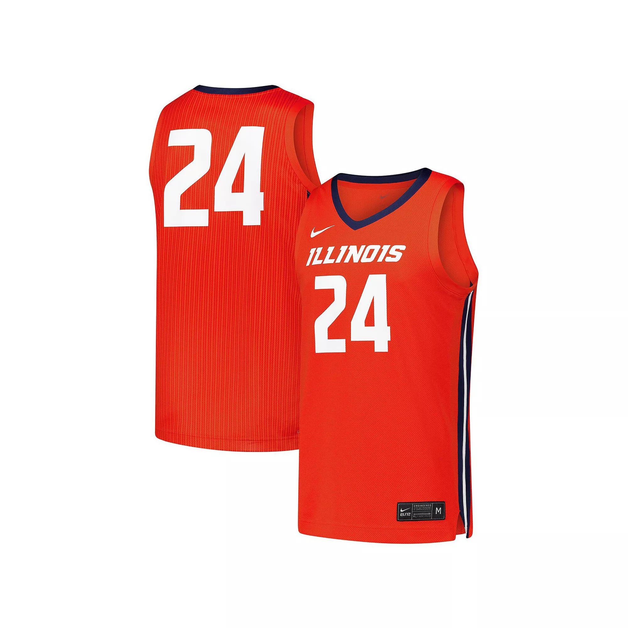 Men's Nike #24 Orange Illinois Fighting Illini  Replica Basketball Jersey, Size: Large Product Image