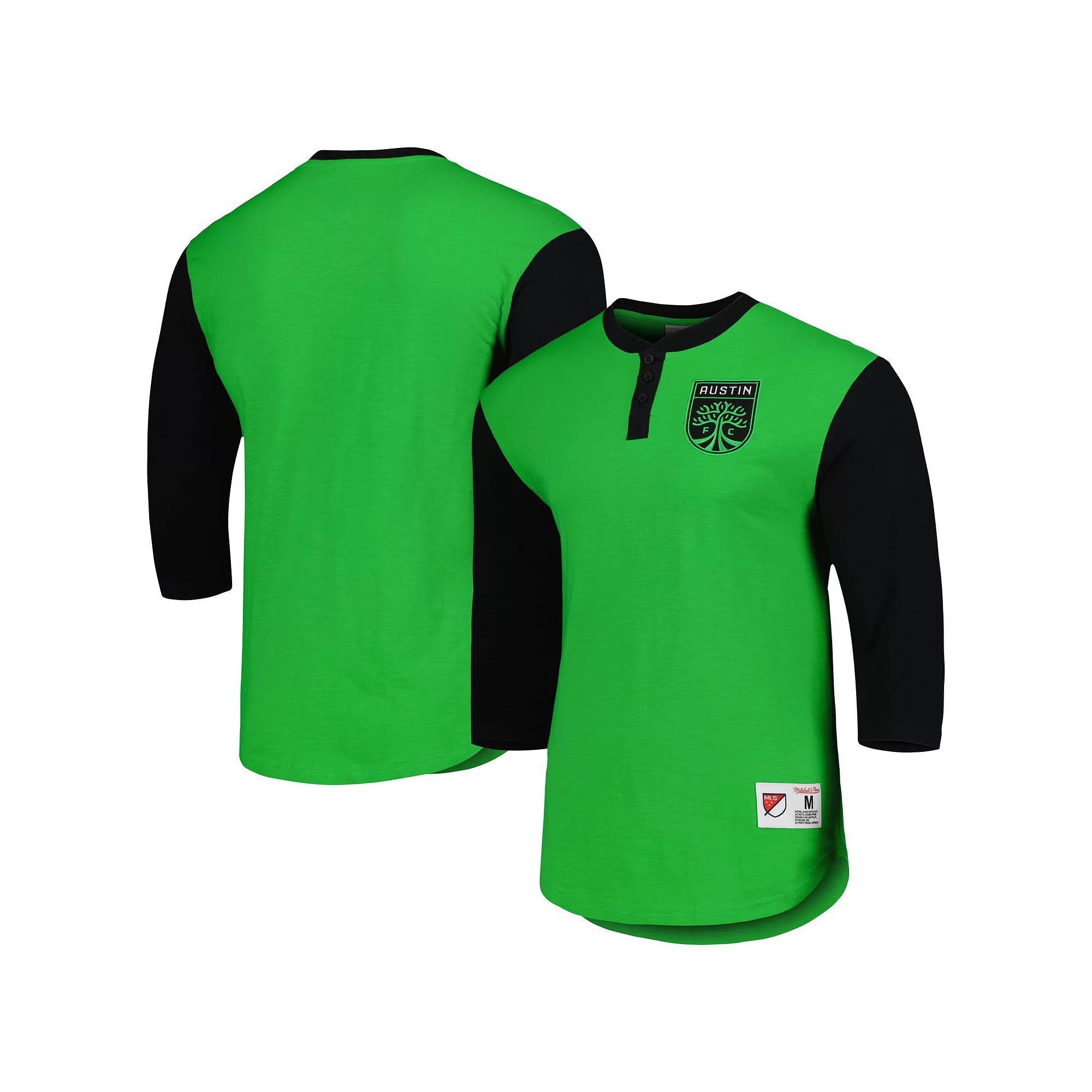 Men's Mitchell & Ness Green Austin FC Legendary Henley Long Sleeve T-Shirt,  Product Image