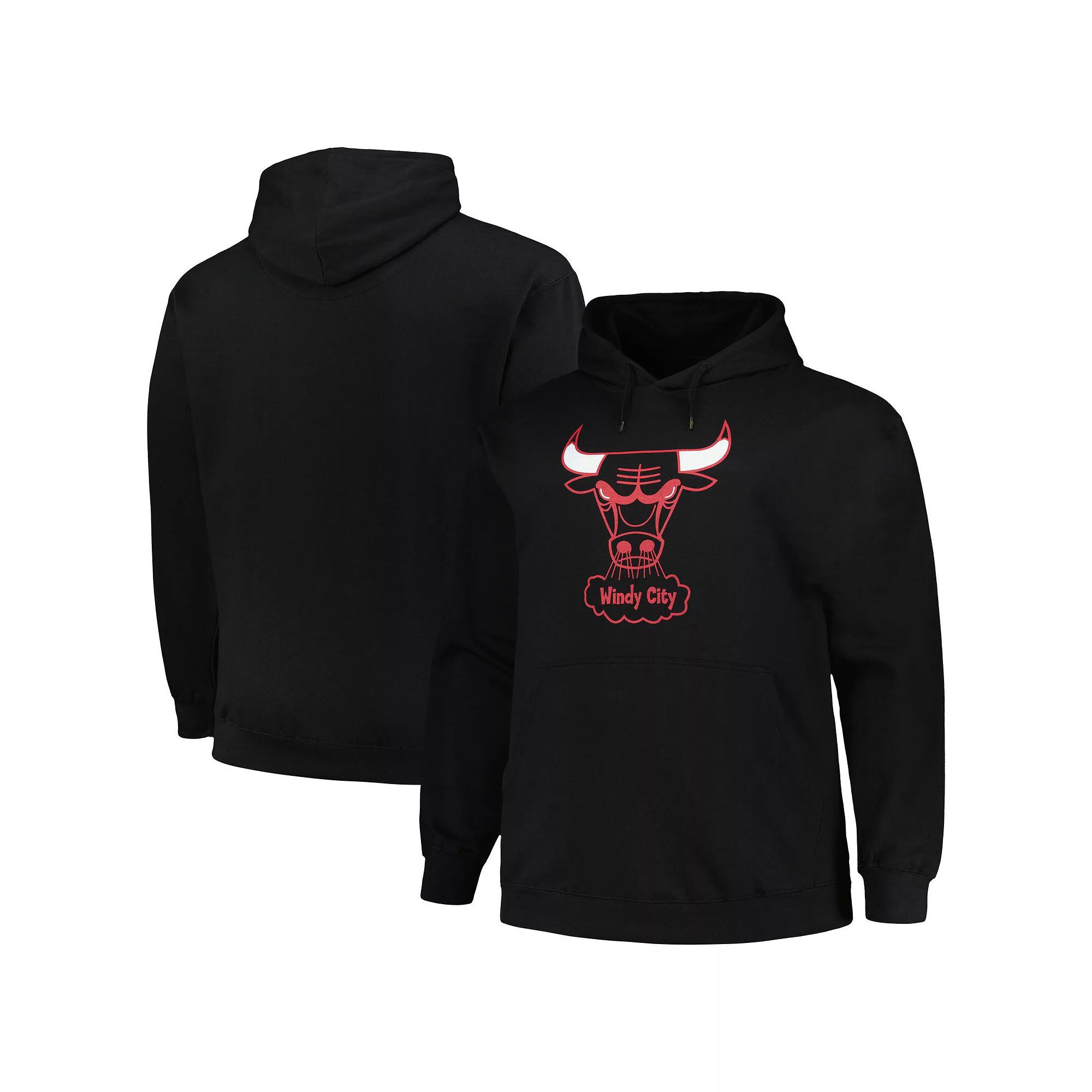 Men's Mitchell & Ness Black Chicago Bulls Hardwood Classics Big & Tall Pullover Hoodie, Size: 2XLT Product Image