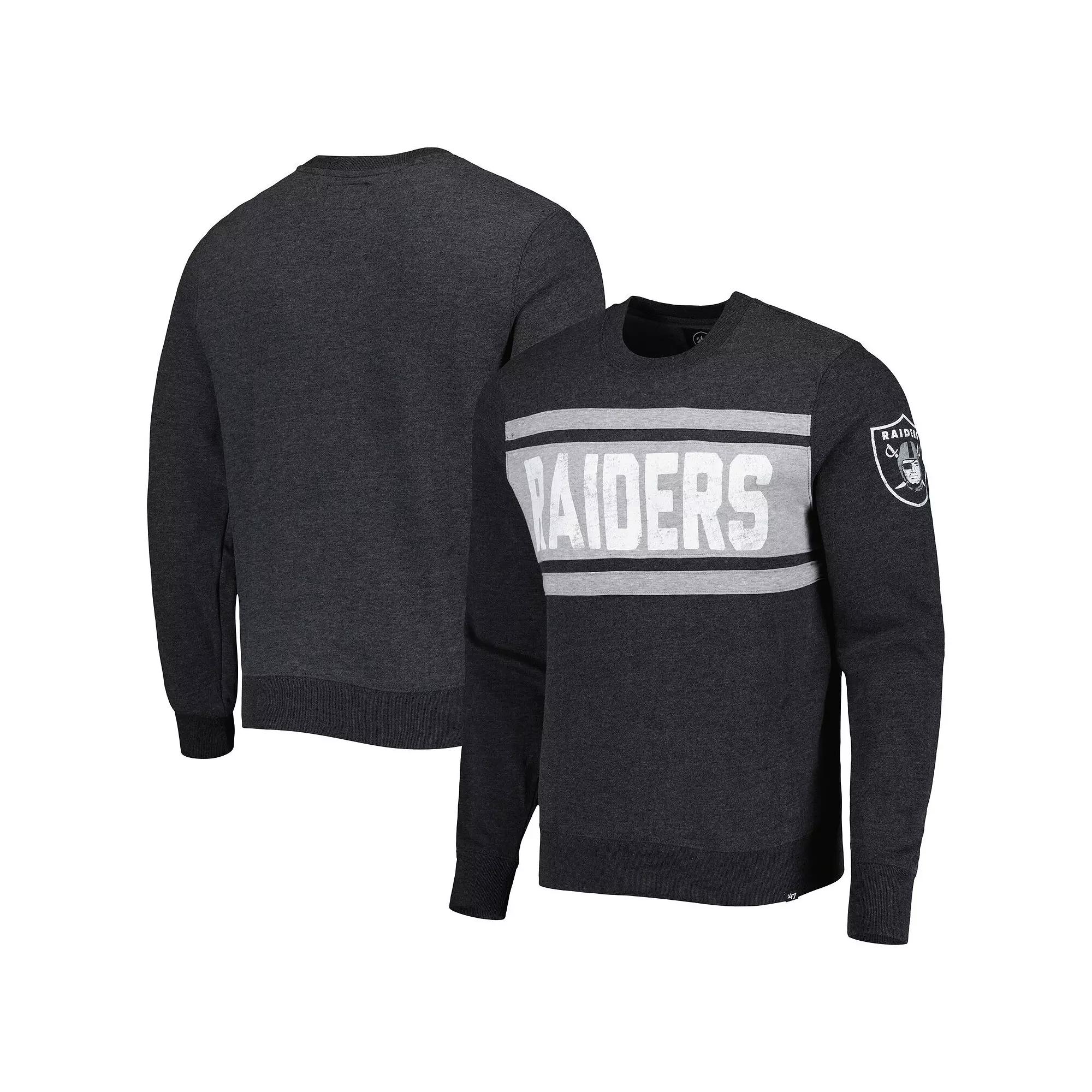 Men's '47 Heathered Black Las Vegas Raiders Bypass Tribeca Pullover Sweatshirt,  Product Image