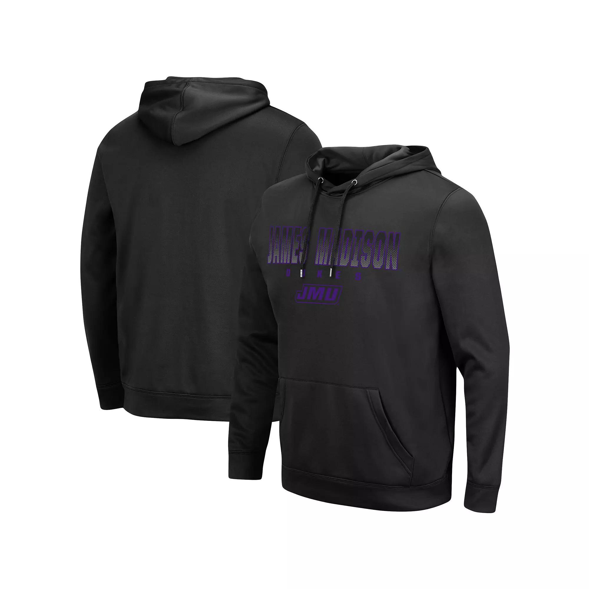 Men's Colosseum Black James Madison Dukes Blackout 3.0 Pullover Hoodie,  Product Image