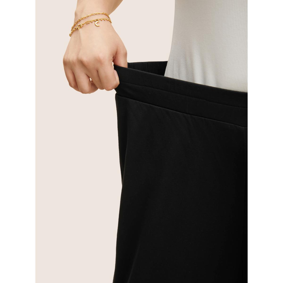 Plus Size Lace Patchwork Mesh Wide Leg Cropped Pants Women Black Resort Wide Leg Mid Rise Vacation Pants BloomChic 14-16/1X Product Image