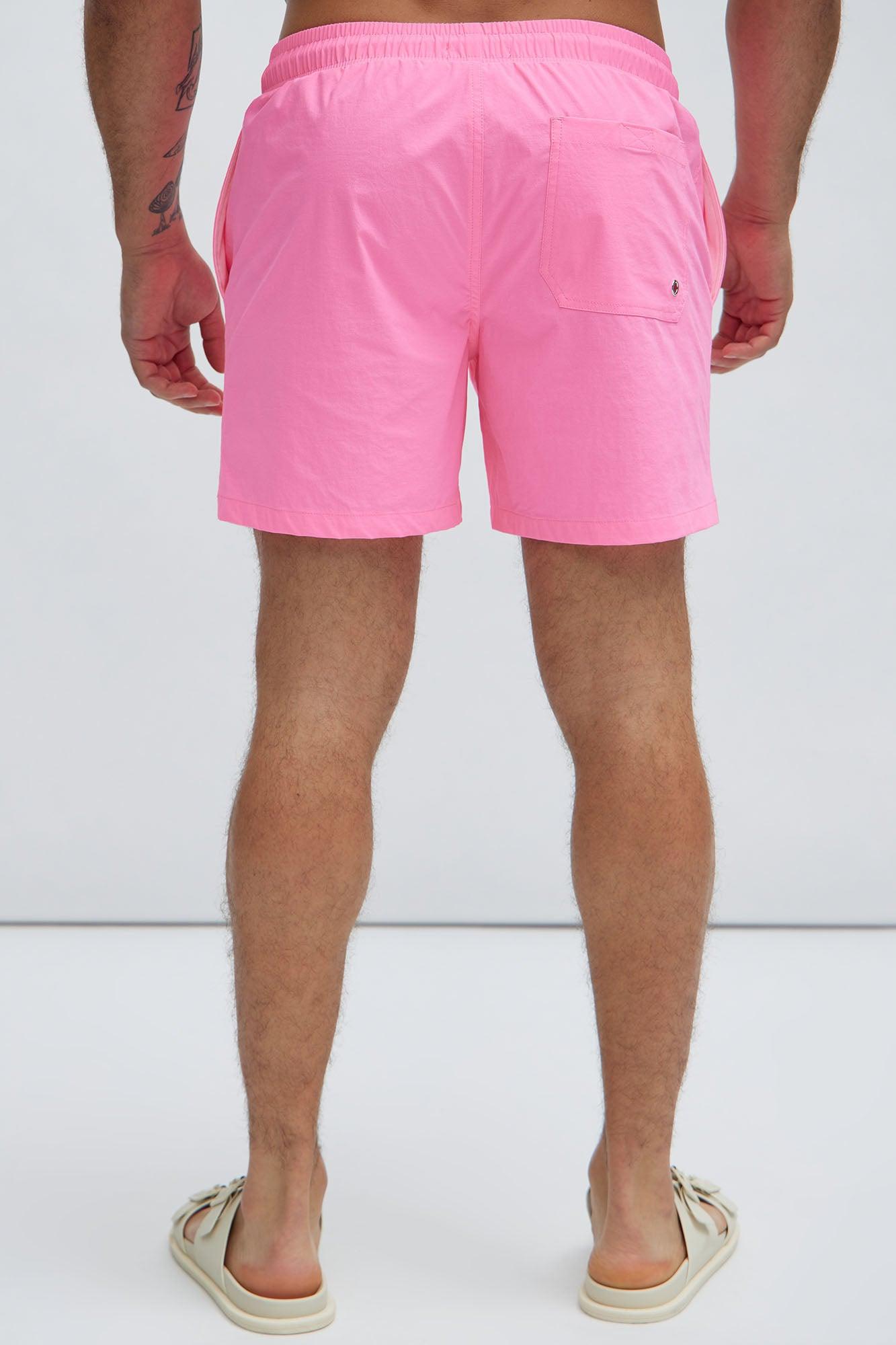 Montez Stretch Swim Trunk Mid - Neon Pink Product Image