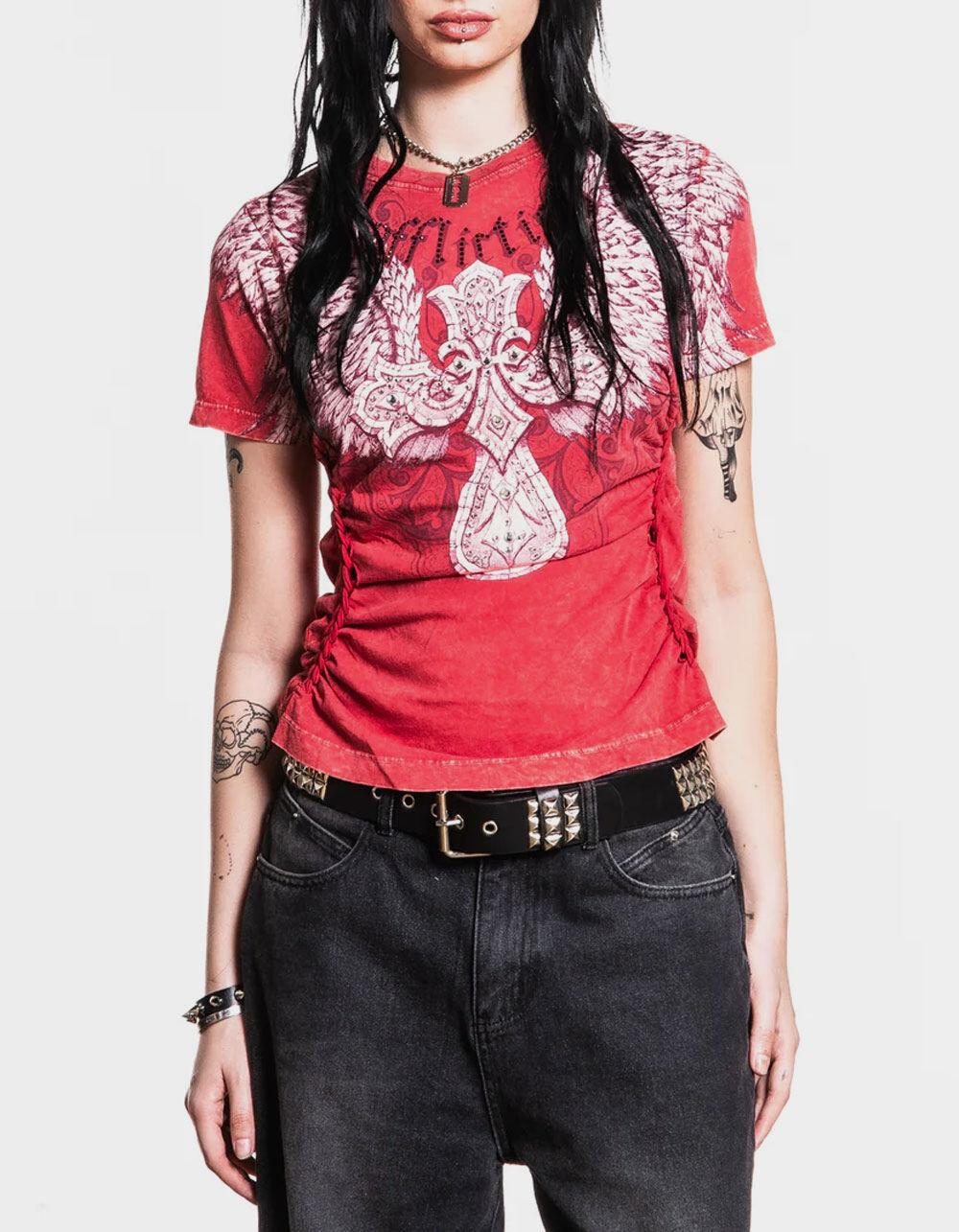 AFFLICTION Kingdom Womens Tee - RED Product Image