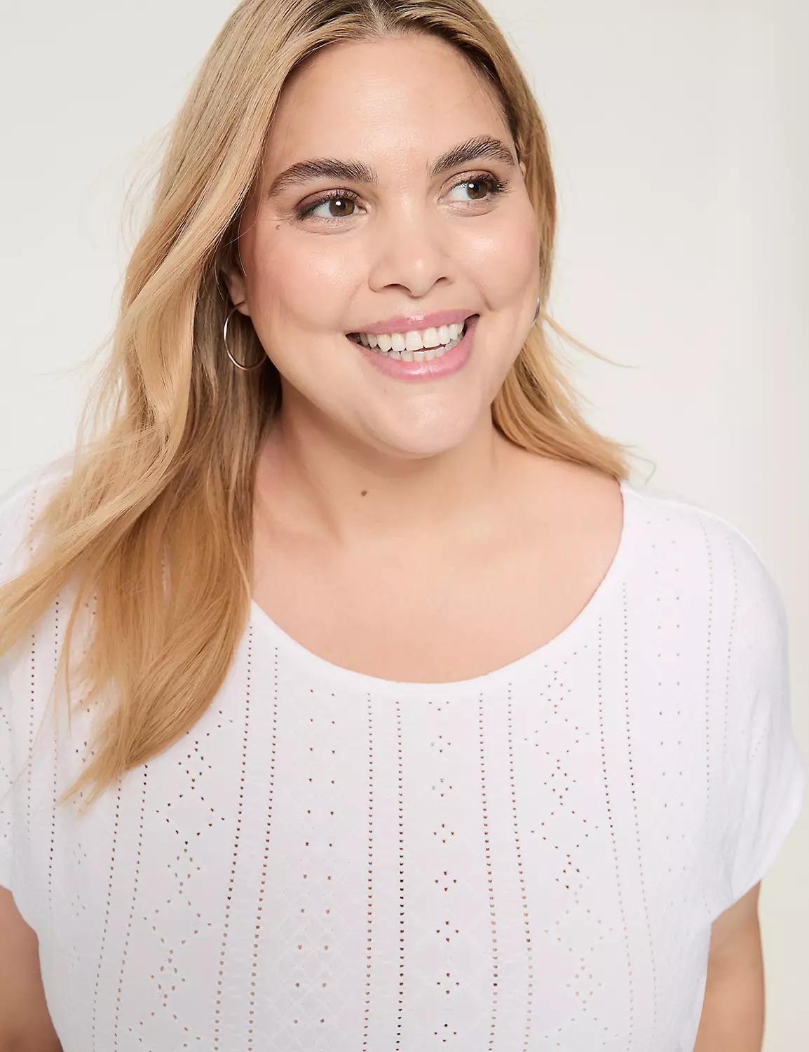 Dolman-Sleeve Knit Eyelet Top Product Image