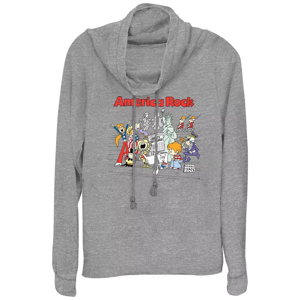 Disney's Schoolhouse Rock! America Rock Women's Cowlneck Graphic Lightweight Long Sleeve,  Product Image