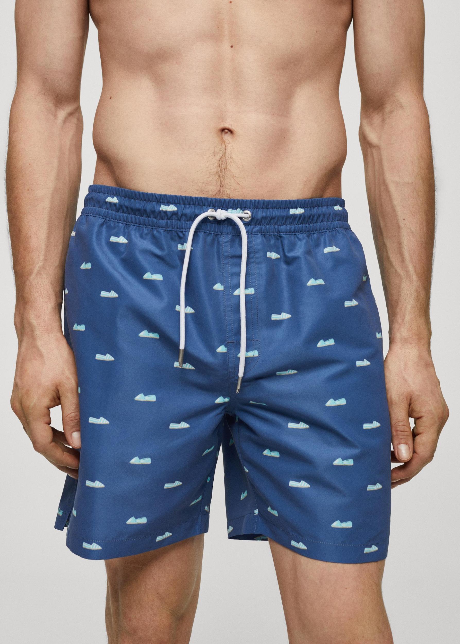 Espadrille-print swimsuit with drawstring - Men | MANGO USA Product Image