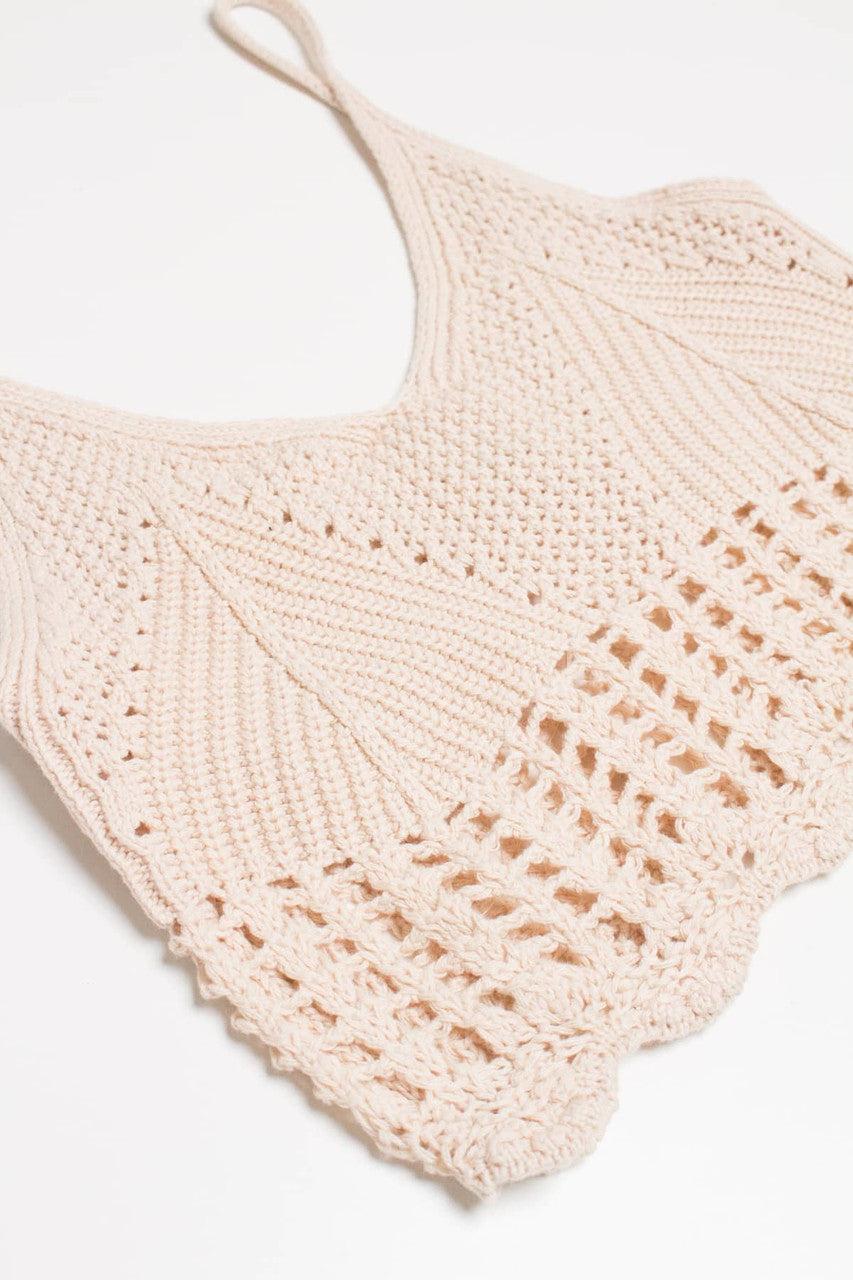 Beige Net Knit Crop Cami Product Image