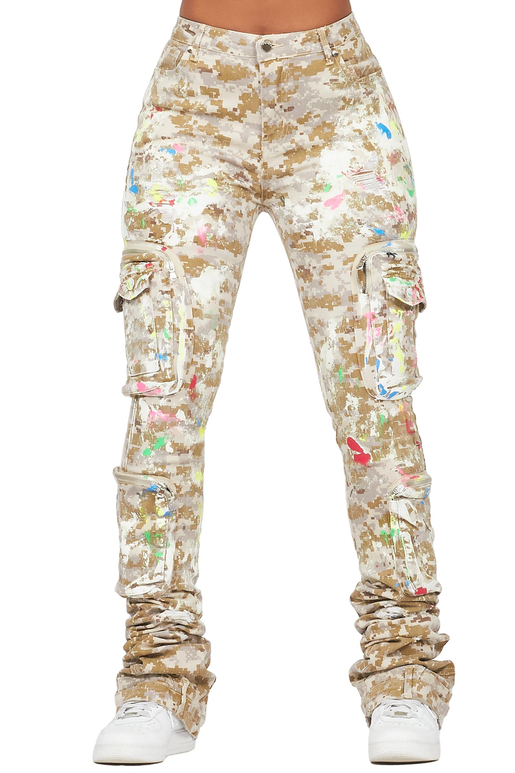 Amayia Digital Camo Painted Super Stacked Jean Female Product Image