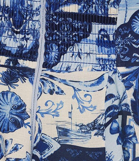 Agua Bendita Kristen Watercolor Print Square Neck Sleeveless Mini Dress Product Image