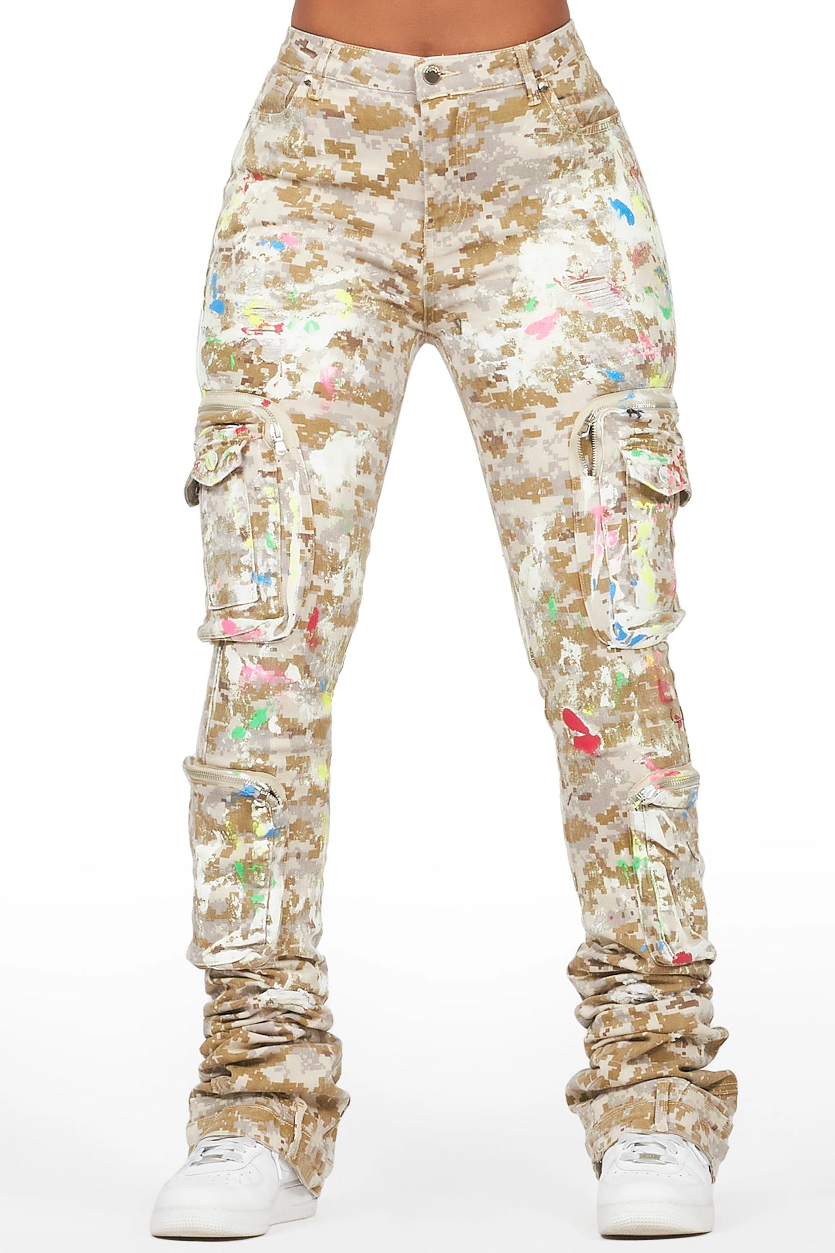 Amayia Digital Camo Painted Super Stacked Jean Female Product Image