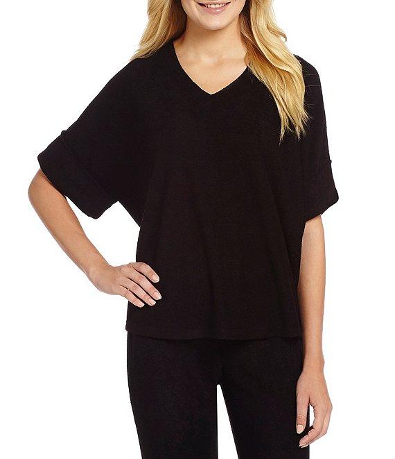 N by Natori Terry Short Sleeve V-Neck Coordinating Lounge Top Product Image