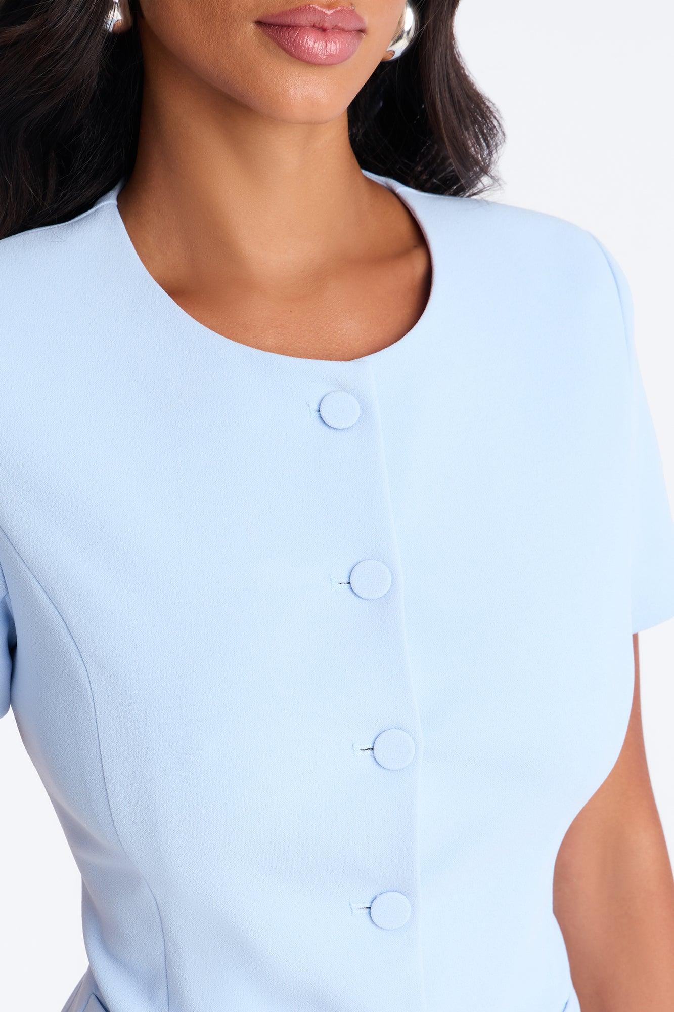 Mission Accomplished Short Sleeve Blazer - Light Blue Female Product Image