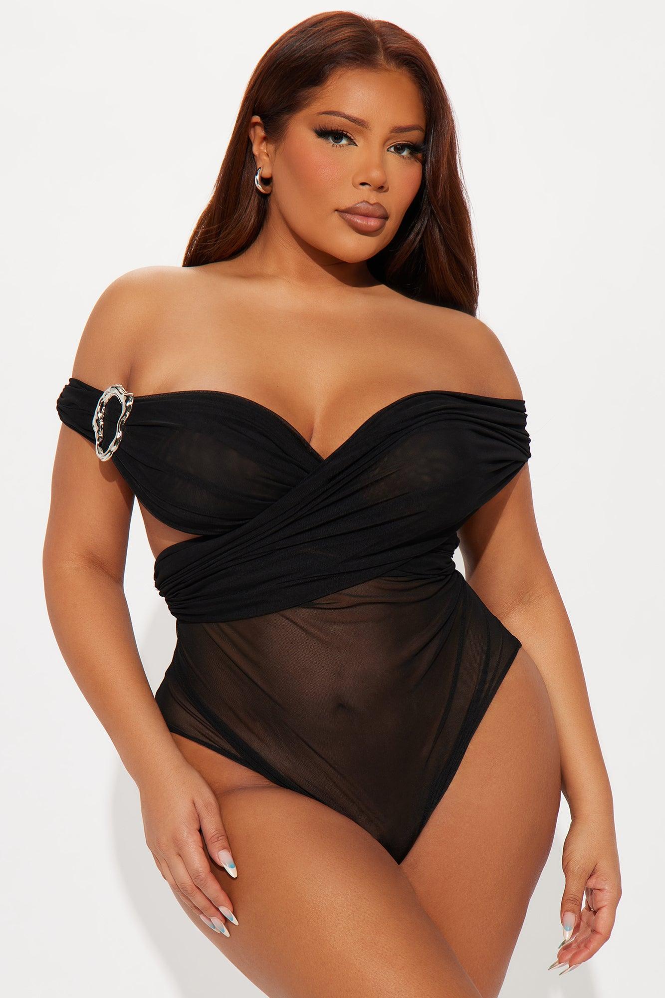 Captivating Ruched Off Shoulder Bodysuit - Black Female Product Image