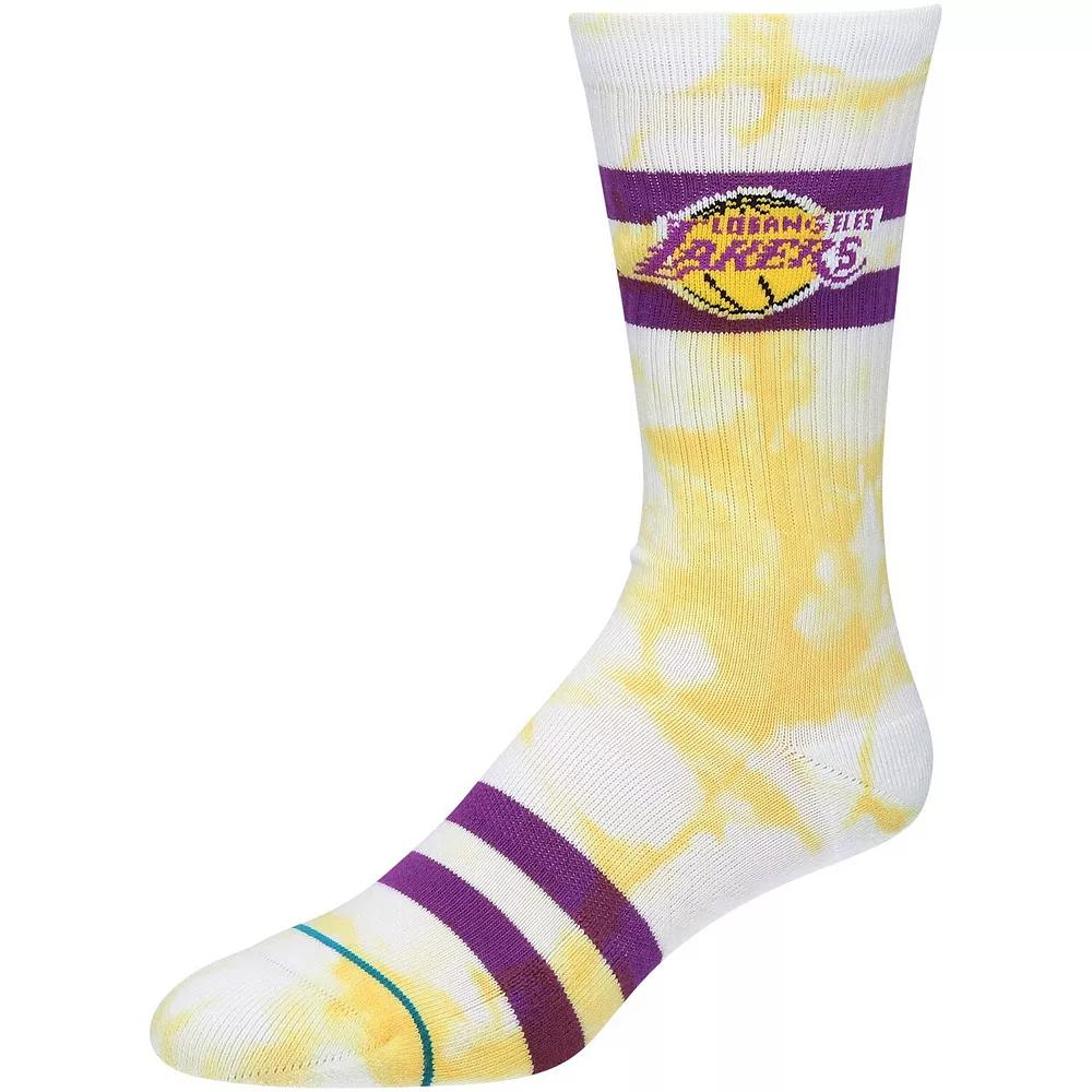 Men's Stance Los Angeles Lakers Tie-Dye Crew Socks, Size: Large, Team Product Image
