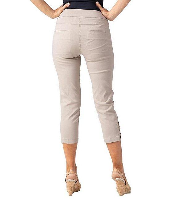 Slimsation® by Multiples Straight Ladder Hem Pull-On Twill Crop Pants Product Image