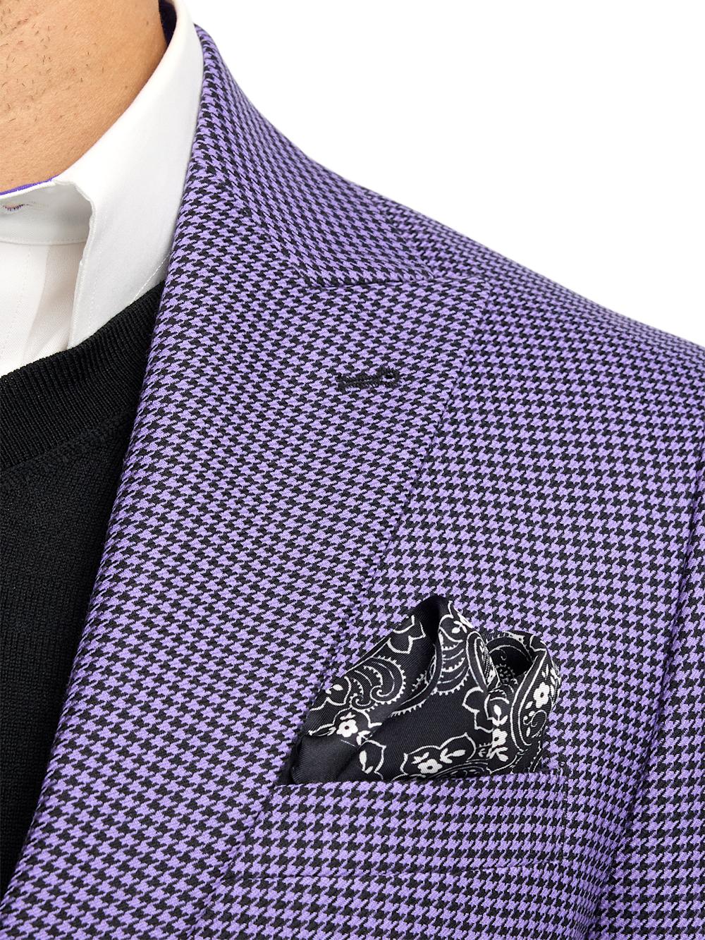 Wool Houndstooth Single Breasted Peak Lapel Sport Coat - Purple Product Image