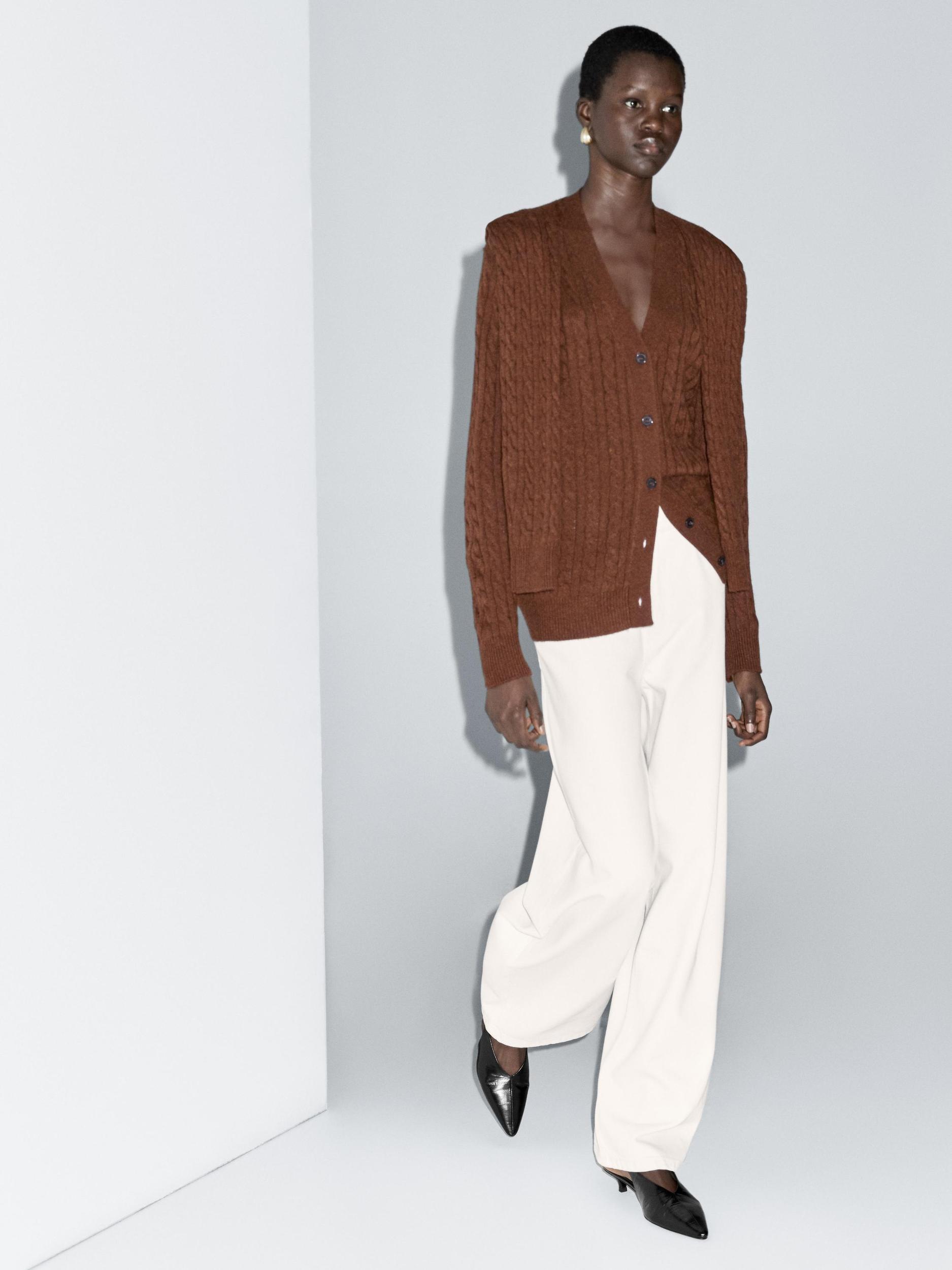 Wool blend cardigan with scarf detail Product Image