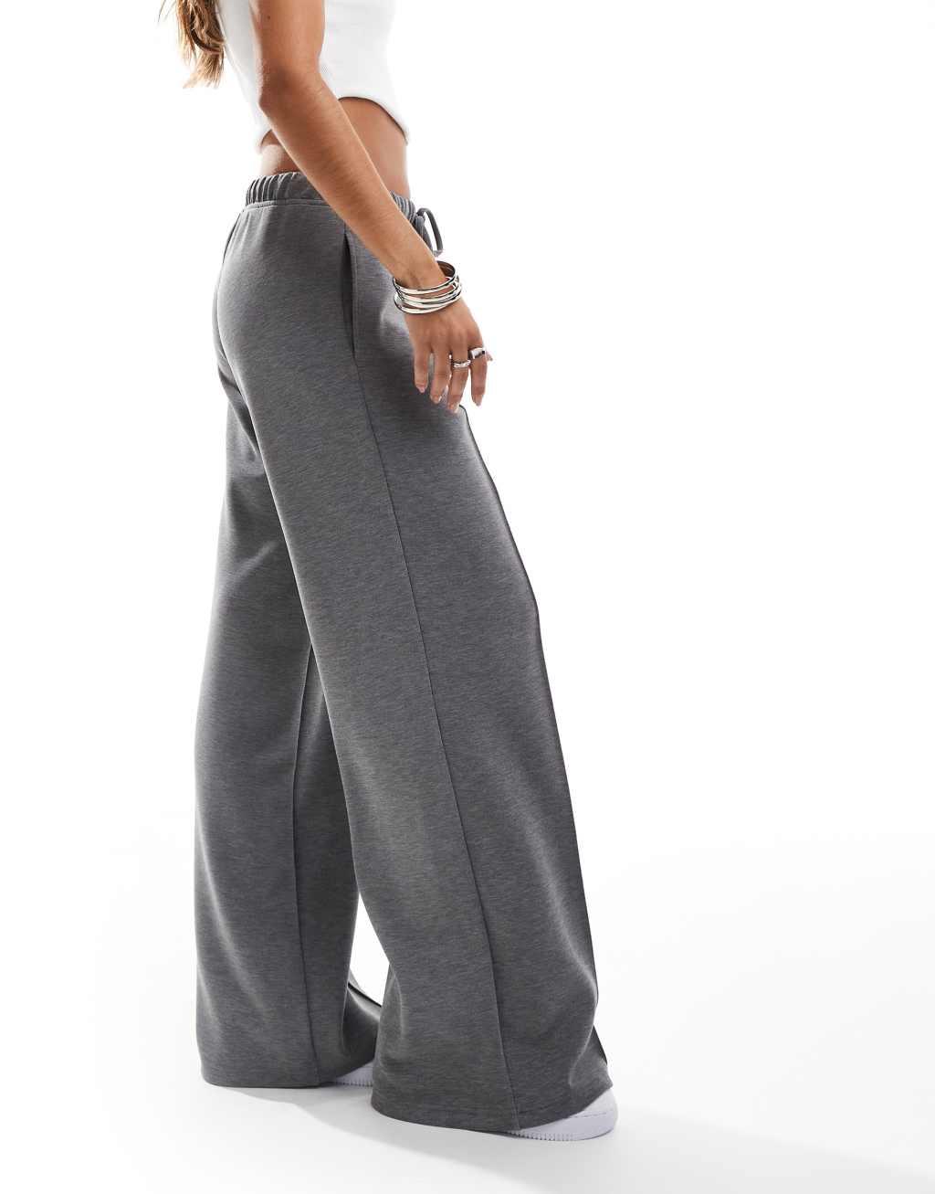 Stradivarius soft touch front seam sweatpants in dark gray Product Image