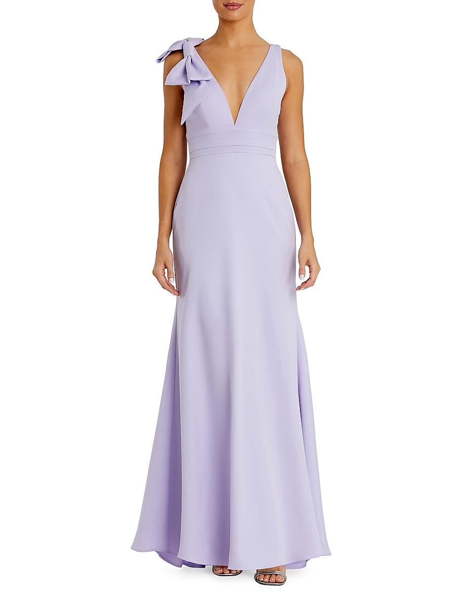 Womens Bow V-Neck A-Line Gown Product Image