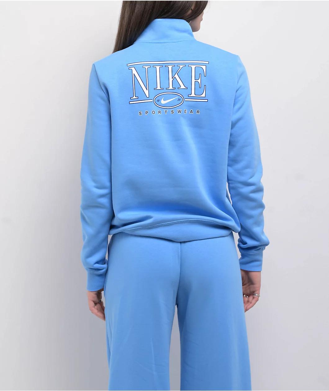 Nike Sportswear Club Blue Fleece Quarter Zip Sweatshirt Product Image