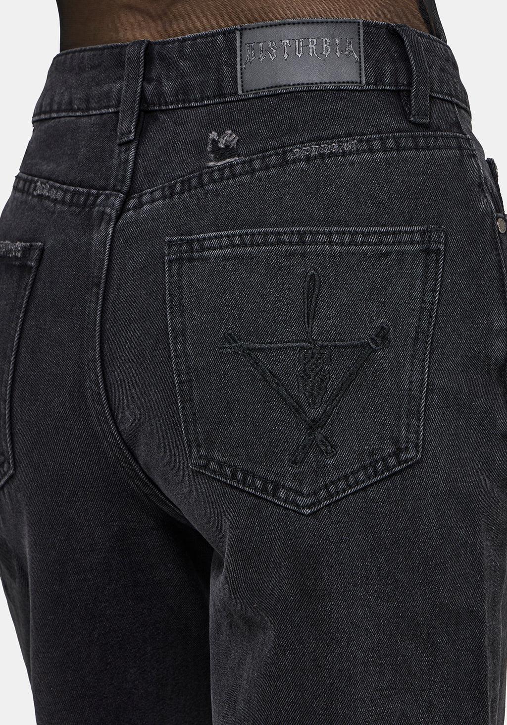 Selin Embroidered Longline Denim Short Product Image