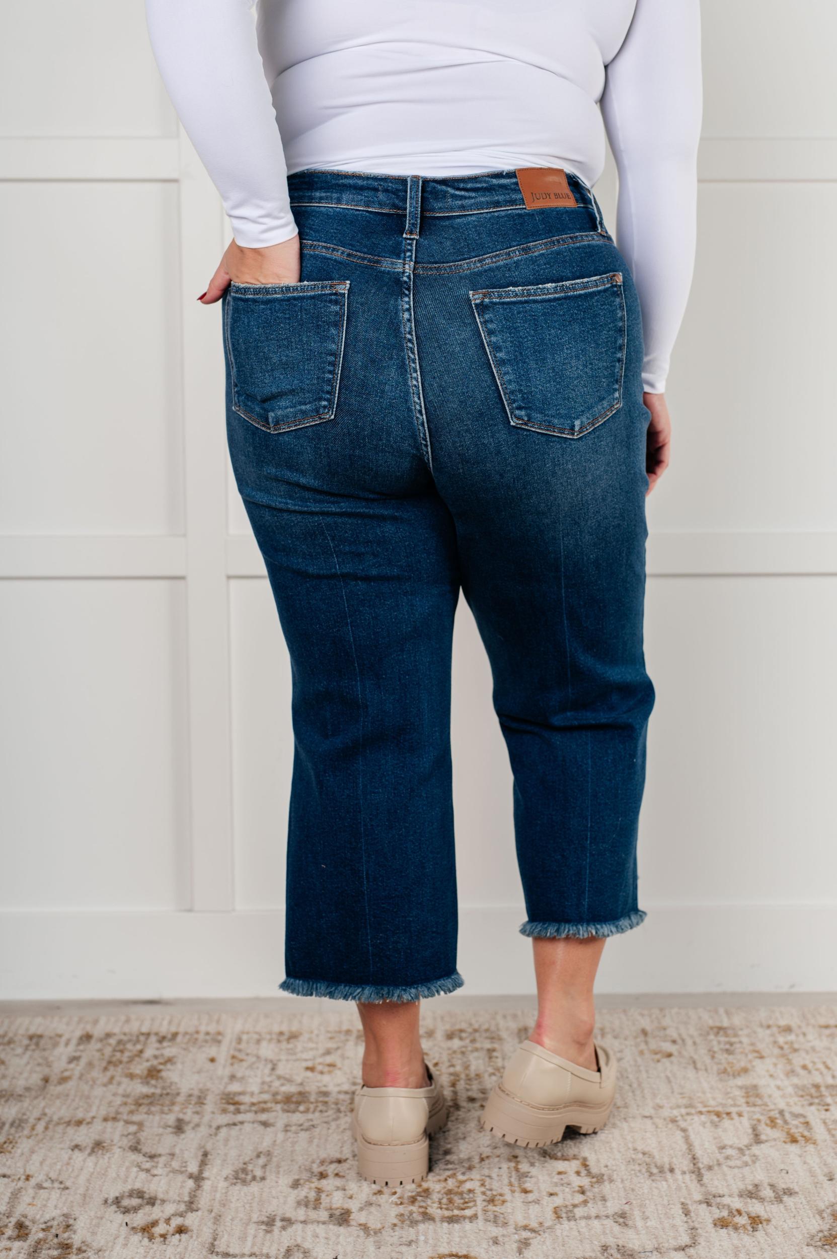 Janice High Rise Button Fly Wide Leg Crop Jeans (Online Exclusive) Product Image
