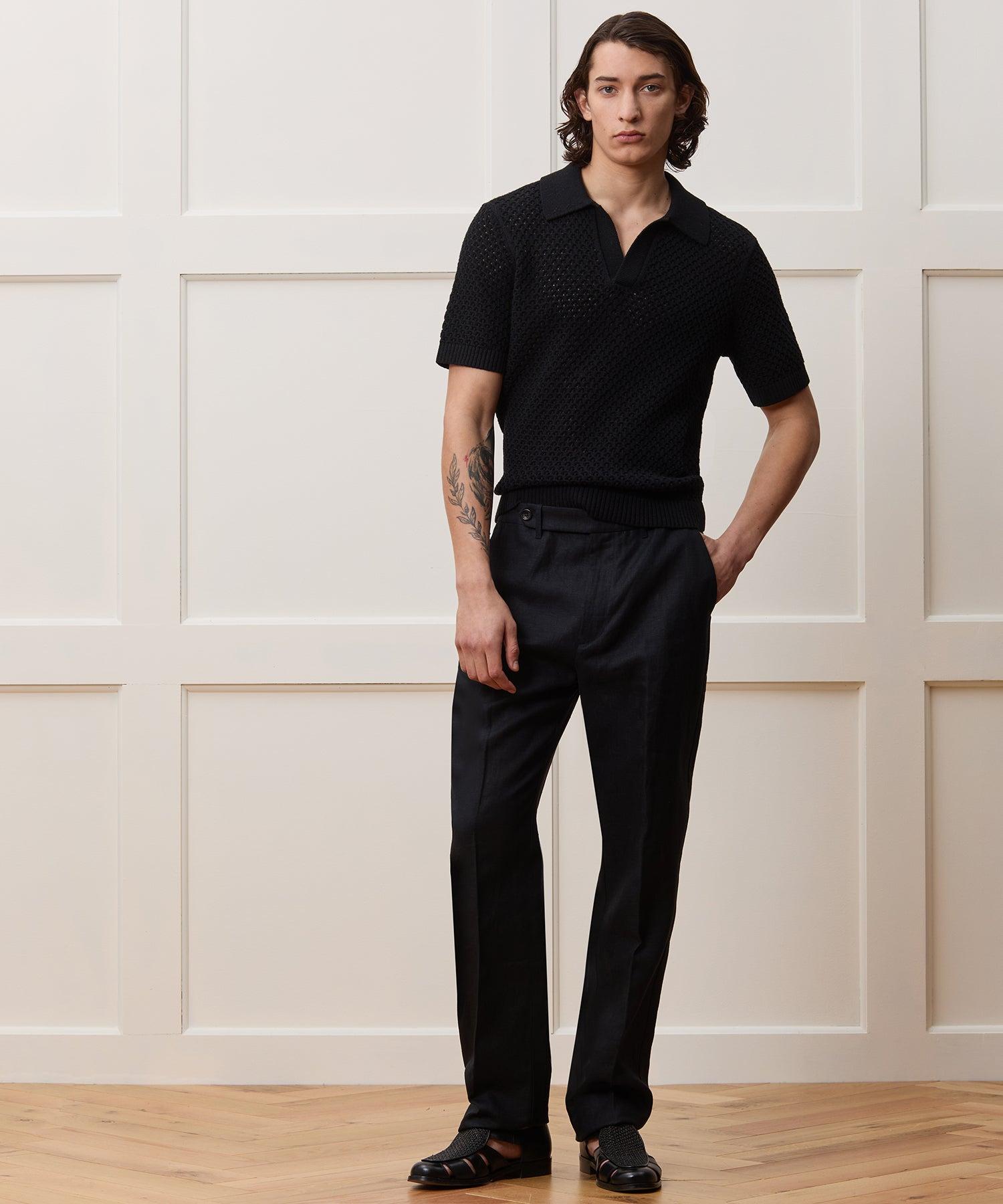 Straight Fit Linen Tab Trouser Product Image