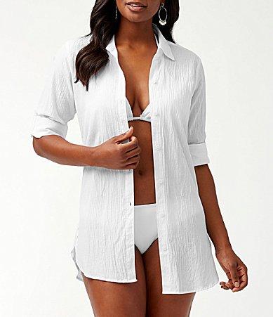 Tommy Bahama Crinkle Boyfriend Shirt Swim Cover-Up Product Image