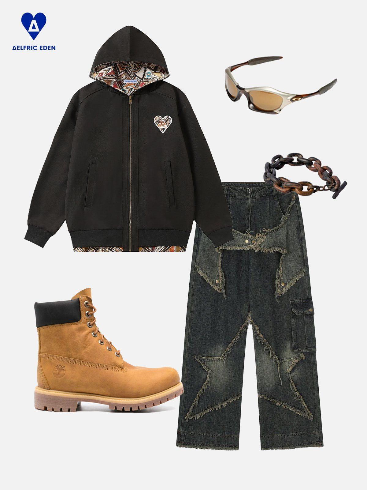 Aelfric Eden Fair Isle Patchwork Zip Up Hoodie Product Image