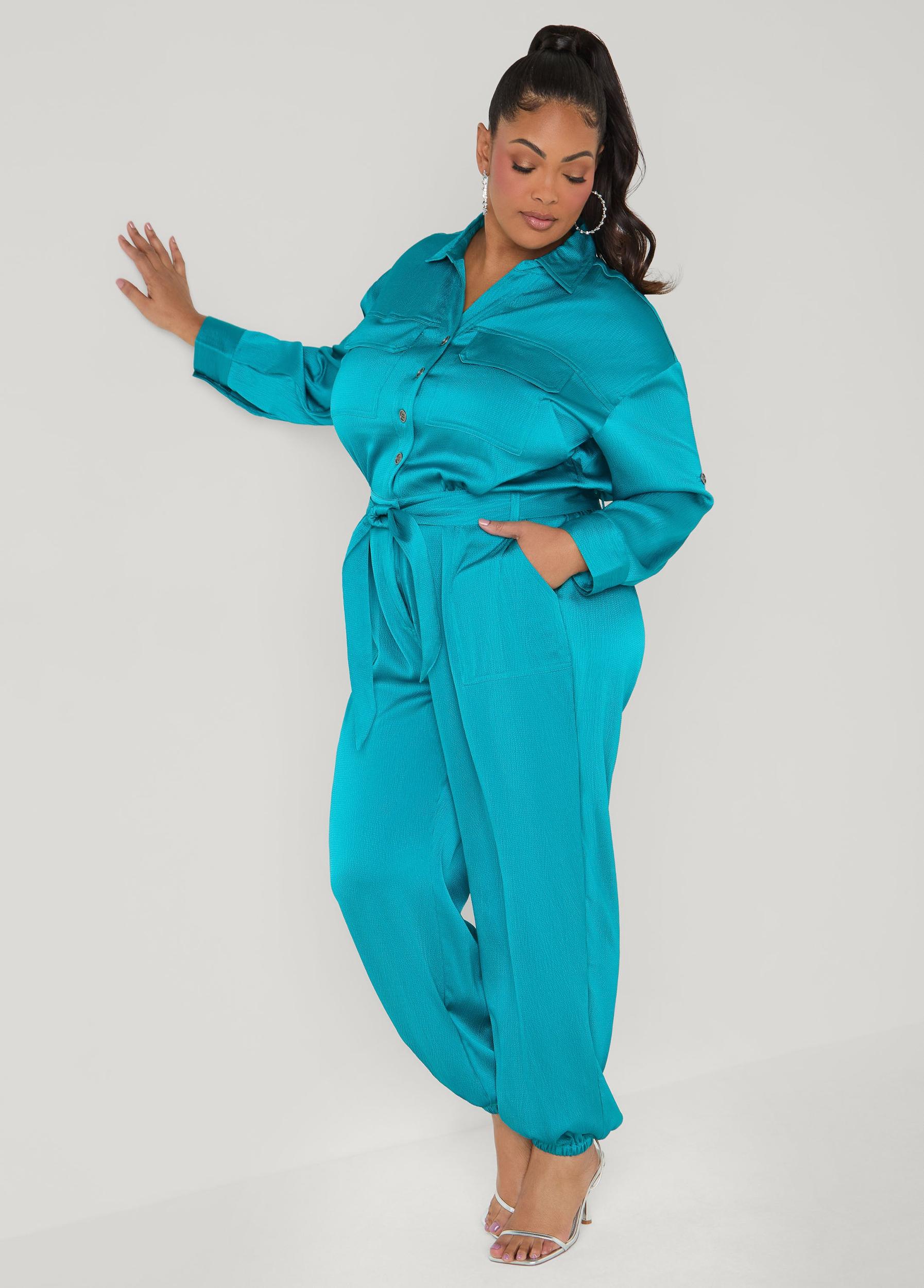 Hammered Satin Joggers Jumpsuit Product Image